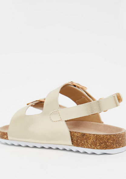 Textured Sandals with Buckle Accent and Hook and Loop Closure-Girl%27s Sandals-image-2