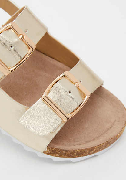 Textured Sandals with Buckle Accent and Hook and Loop Closure-Girl%27s Sandals-image-3