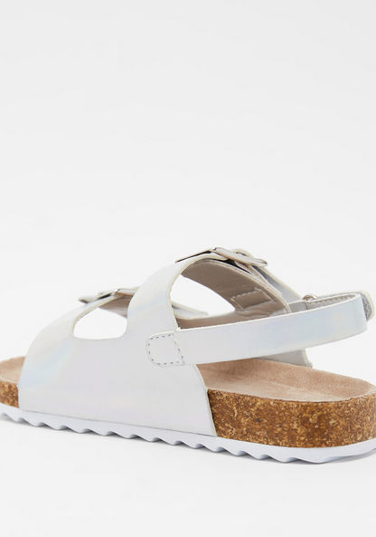 Textured Sandals with Buckle Accent and Hook and Loop Closure-Girl%27s Sandals-image-2