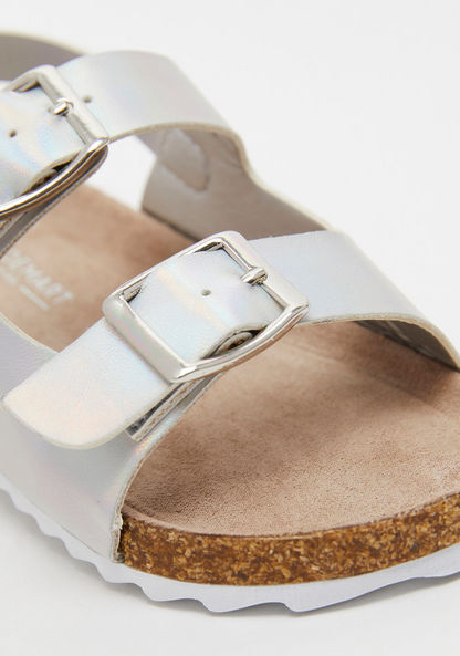 Textured Sandals with Buckle Accent and Hook and Loop Closure-Girl%27s Sandals-image-3