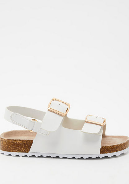 Textured Sandals with Buckle Accent and Hook and Loop Closure-Girl%27s Sandals-image-0