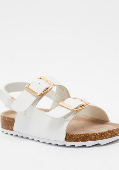Textured Sandals with Buckle Accent and Hook and Loop Closure-Girl%27s Sandals-image-1