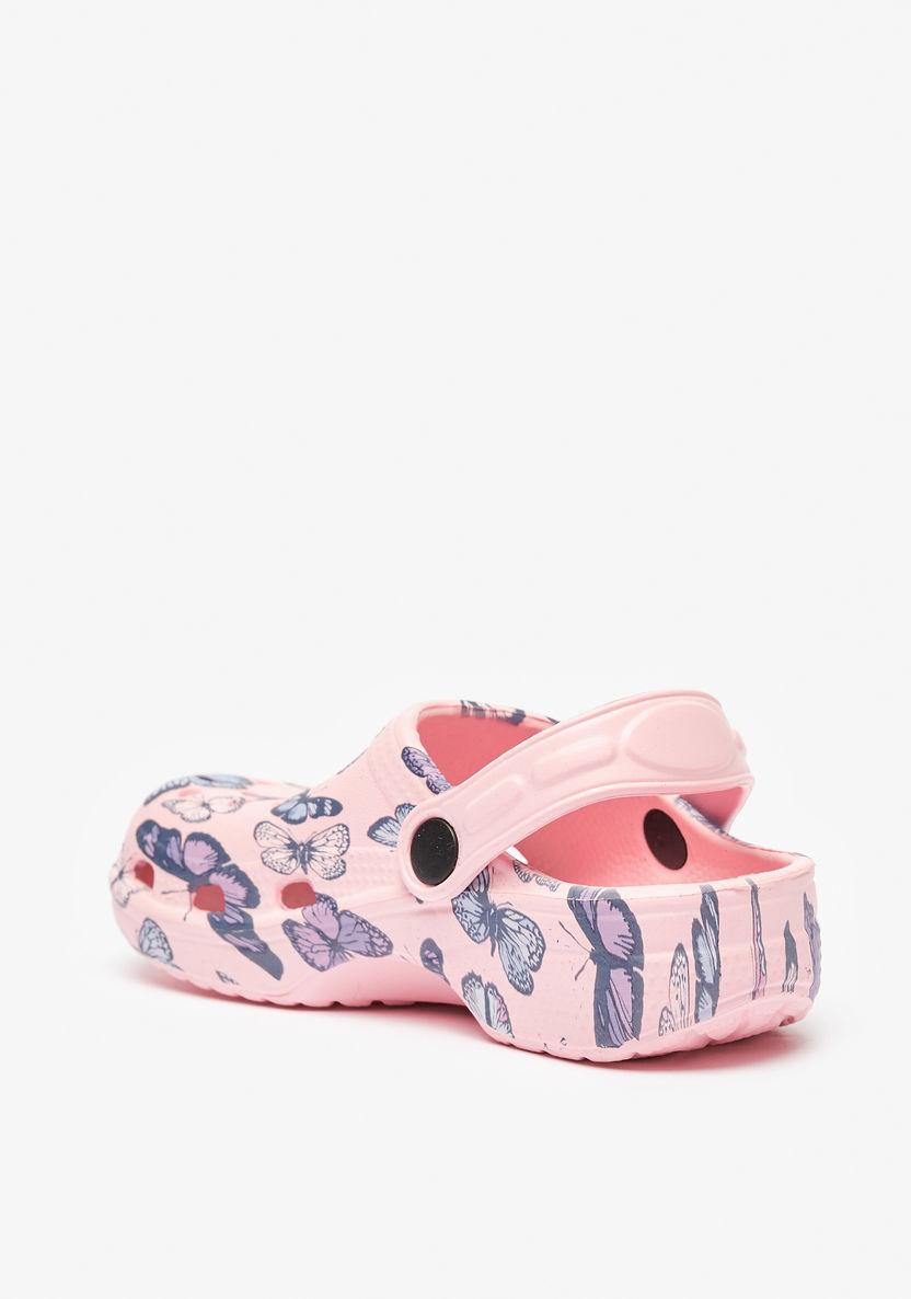 Aqua All-Over Butterfly Print Slip-On Clogs with Cutout Detail and Back Strap-Girl%27s Flip Flops & Beach Slippers-image-1
