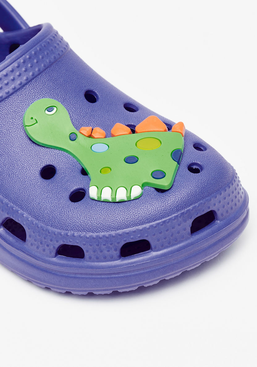 Aqua Dinosaur Applique Slip-On Clogs with Cutout Detail and Back Strap-Boy%27s Flip Flops & Beach Slippers-image-1