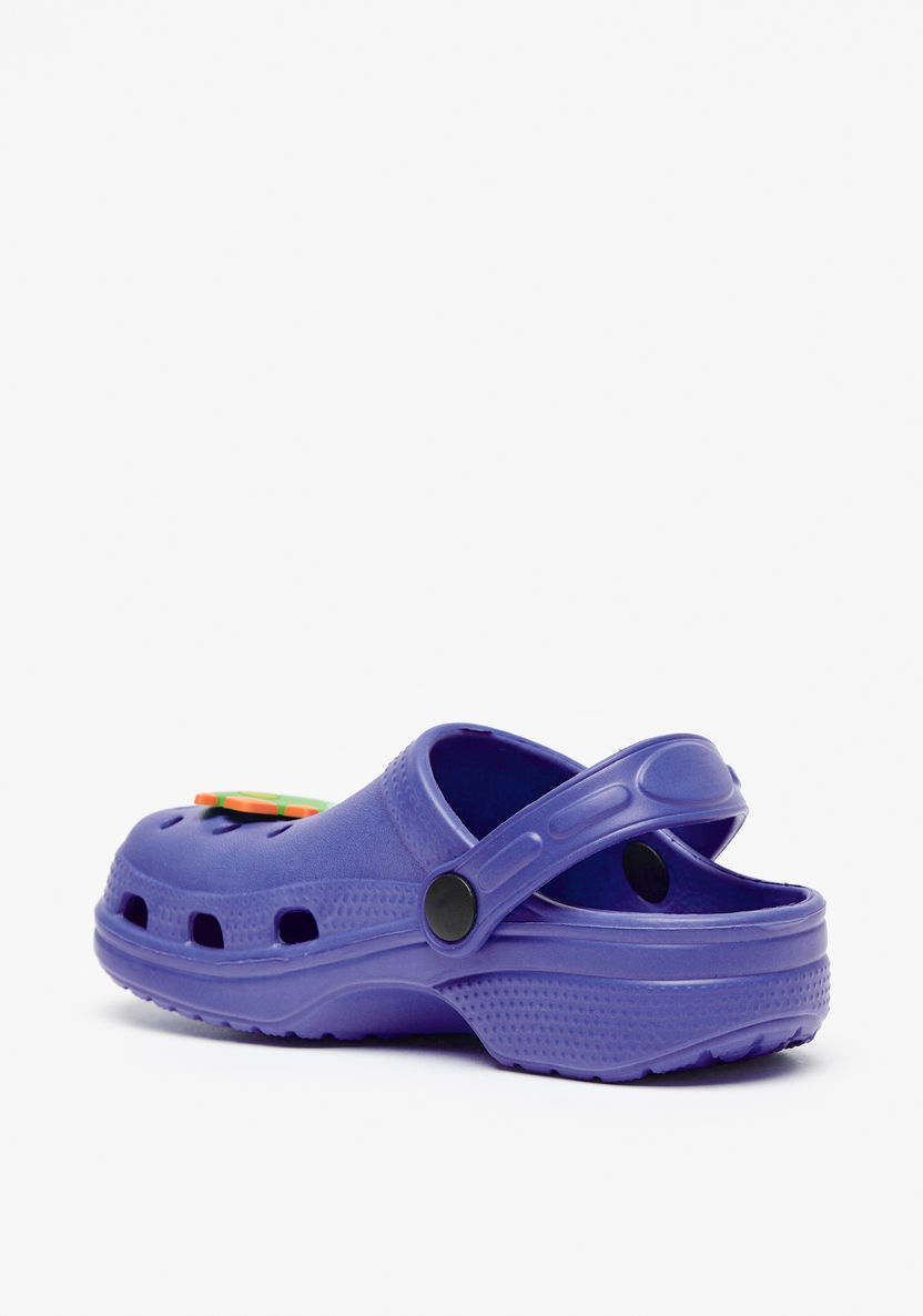 Aqua Dinosaur Applique Slip-On Clogs with Cutout Detail and Back Strap-Boy%27s Flip Flops & Beach Slippers-image-3