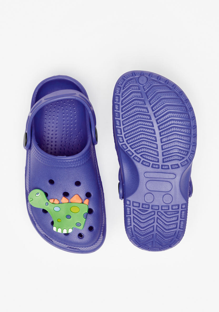 Aqua Dinosaur Applique Slip-On Clogs with Cutout Detail and Back Strap-Boy%27s Flip Flops & Beach Slippers-image-4