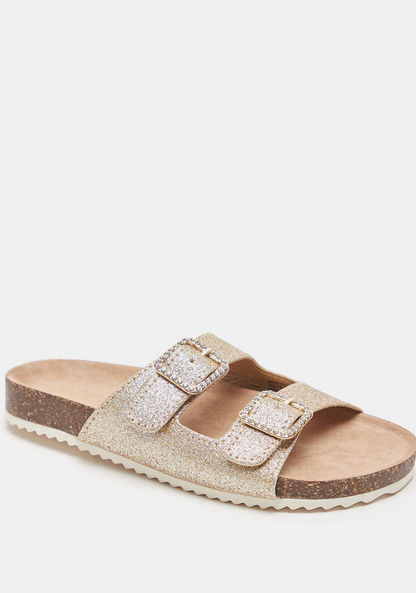 Little Missy Glitter Slip-On Sandals with Buckle Accents-Girl%27s Sandals-image-1