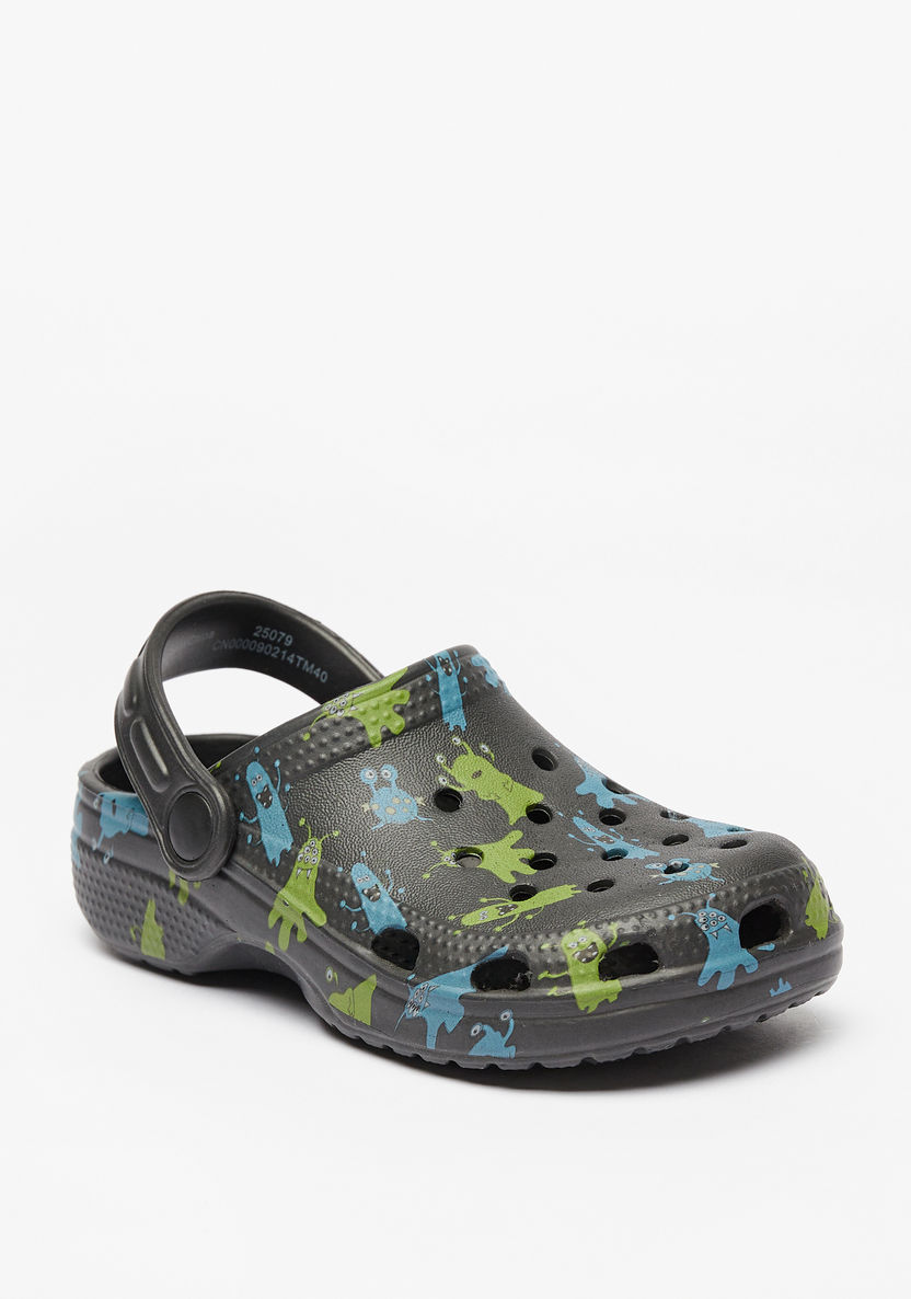 Aqua All-Over Print Slip-On Clogs-Boy%27s Flip Flops & Beach Slippers-image-0
