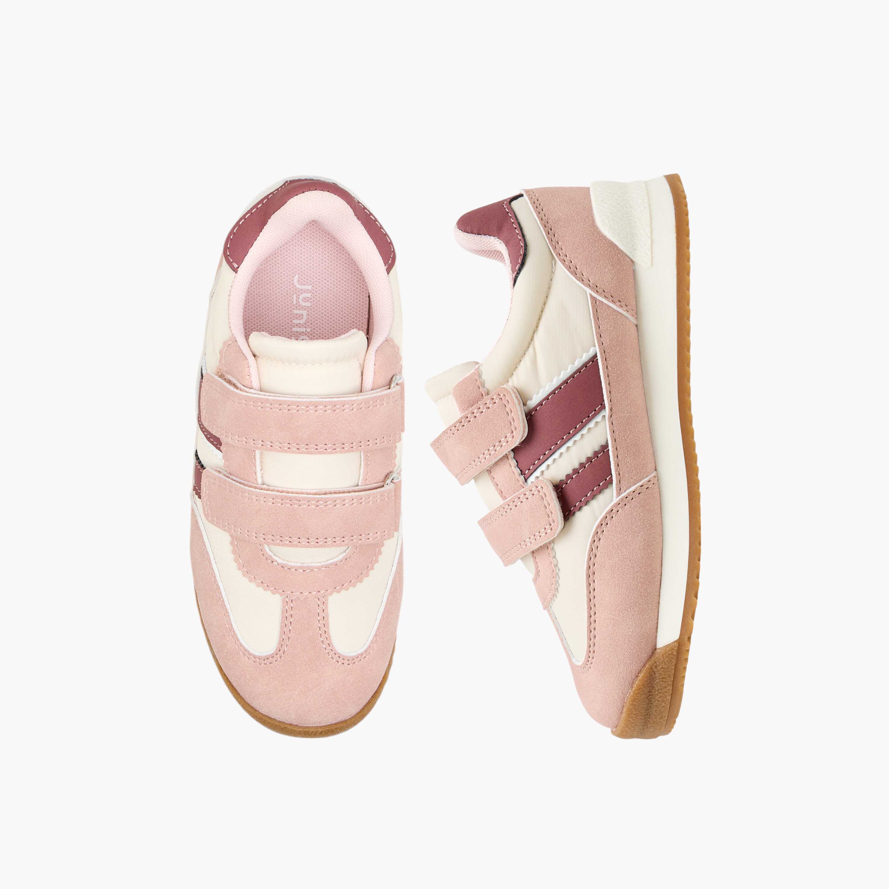 Juniors Panelled Sneakers with Hook and Loop Closure-girls-shoes-sneakers-image-1