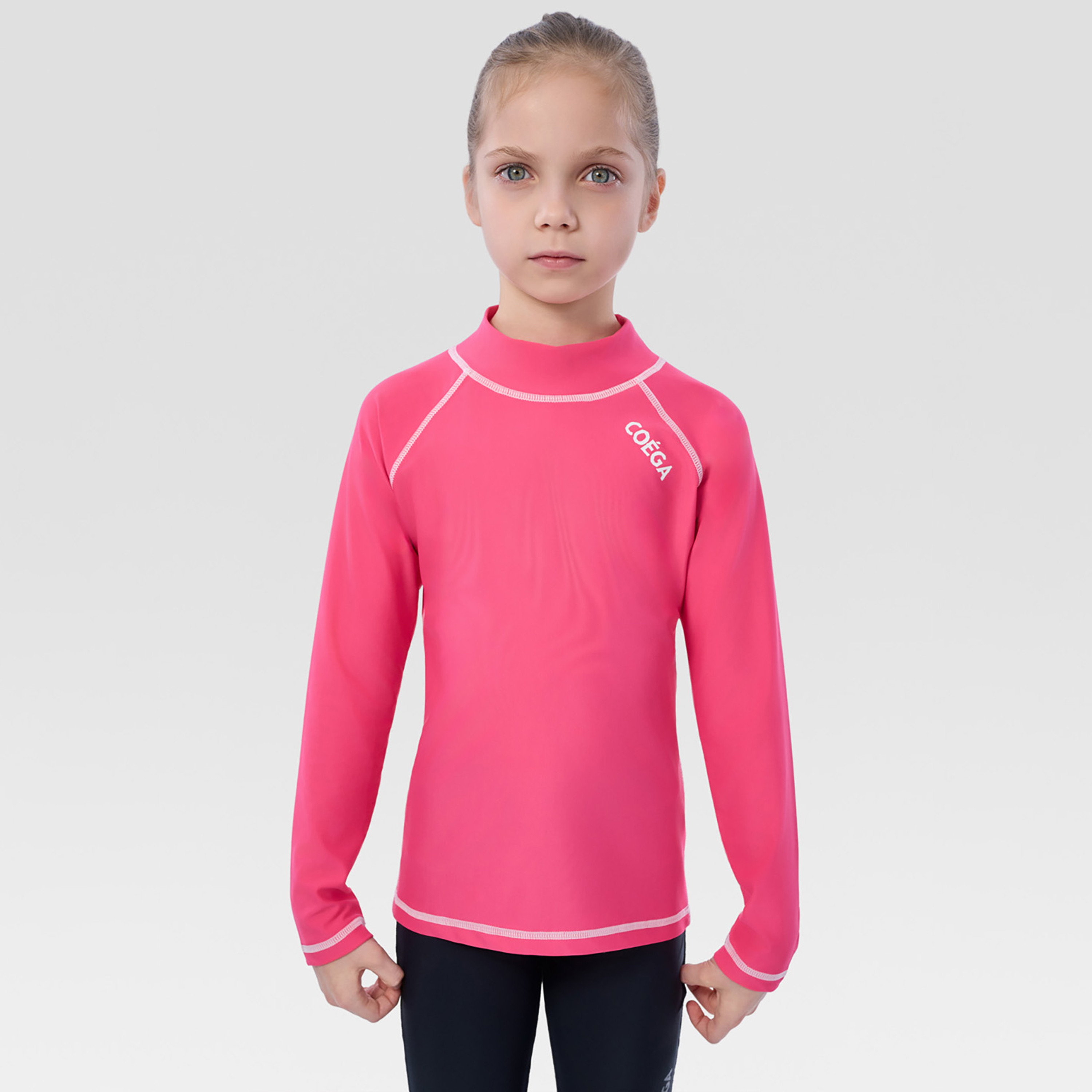 Coega Girls Rashguard Long Sleeve Basic - Solid Pink-girls-clothing-sportswear-swimwear-image-1
