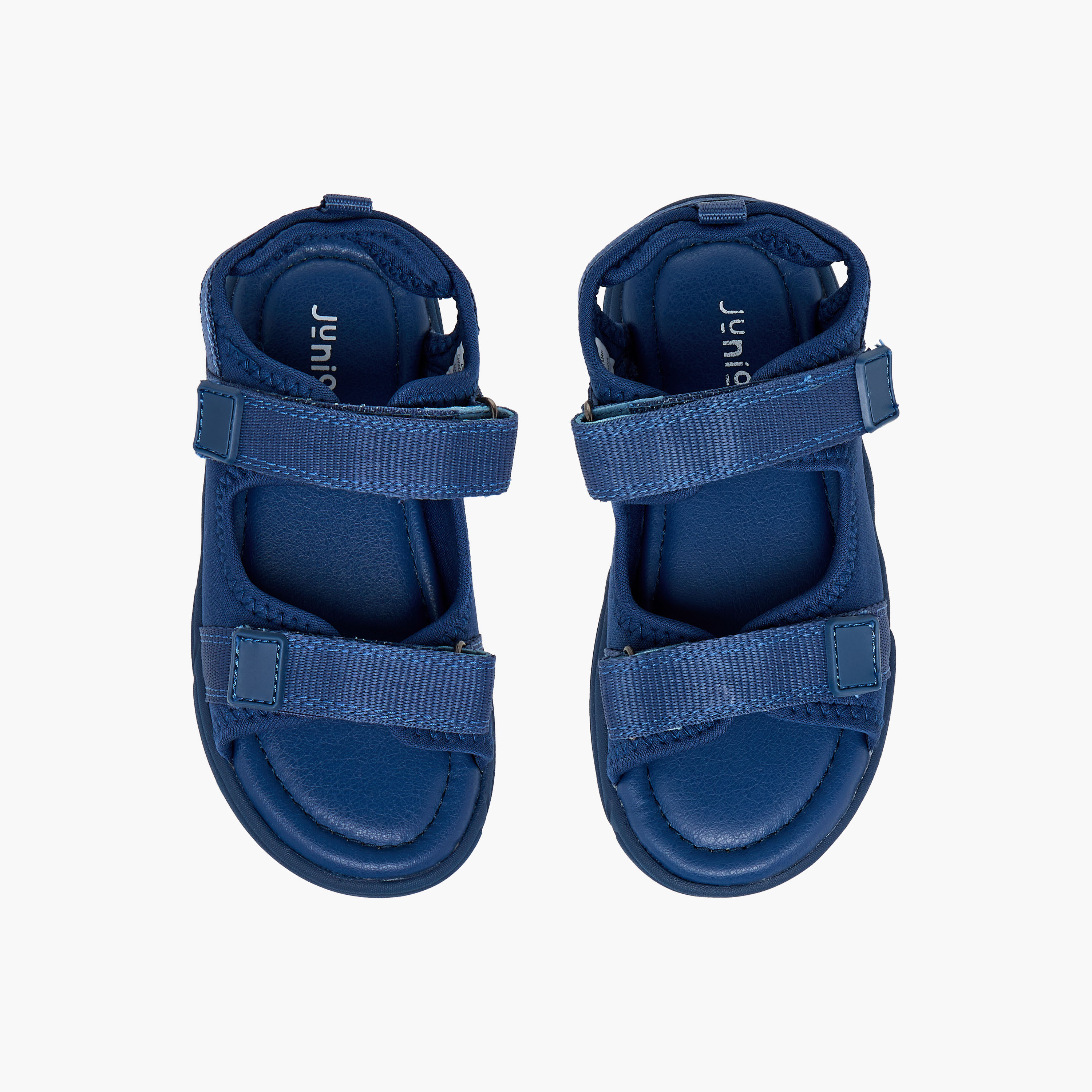 Juniors Boys Monotone Strap Sandals with Hook and Loop Closure-boys-shoes-sandals-image-1