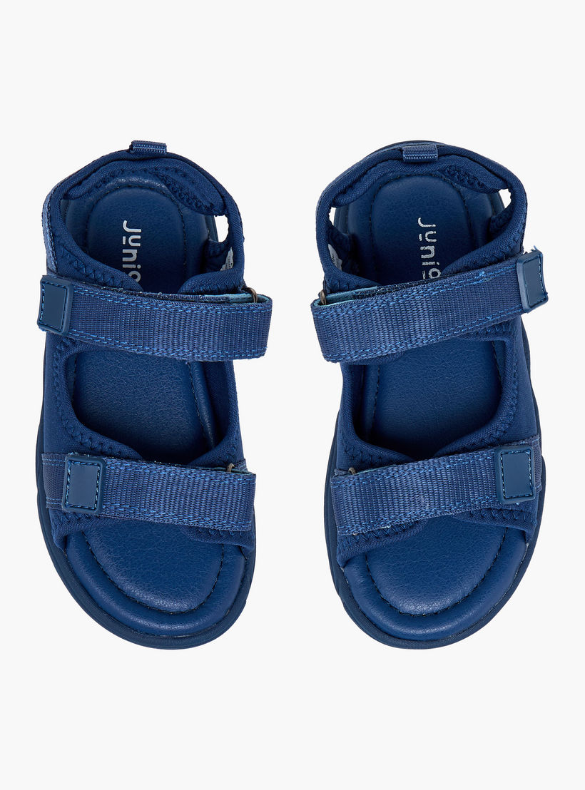 Juniors Boys Monotone Strap Sandals with Hook and Loop Closure-boys-shoes-sandals-image-1