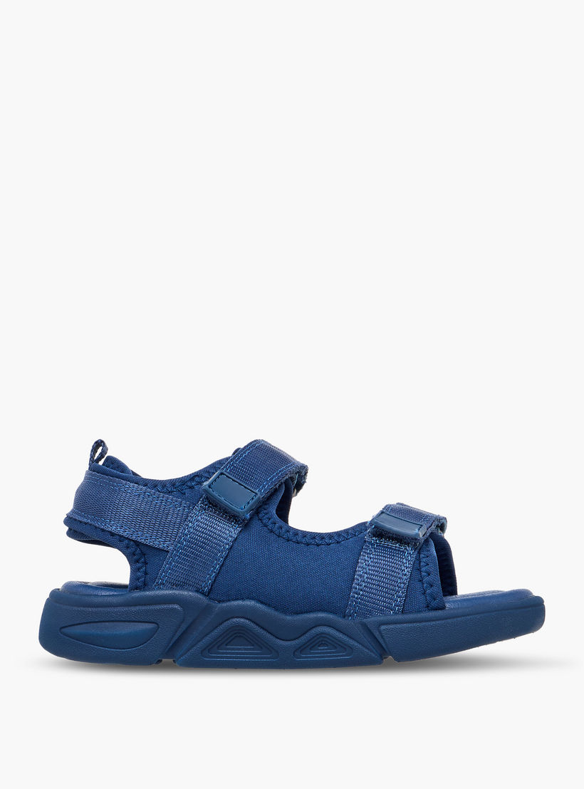Juniors Boys Monotone Strap Sandals with Hook and Loop Closure-boys-shoes-sandals-image-2