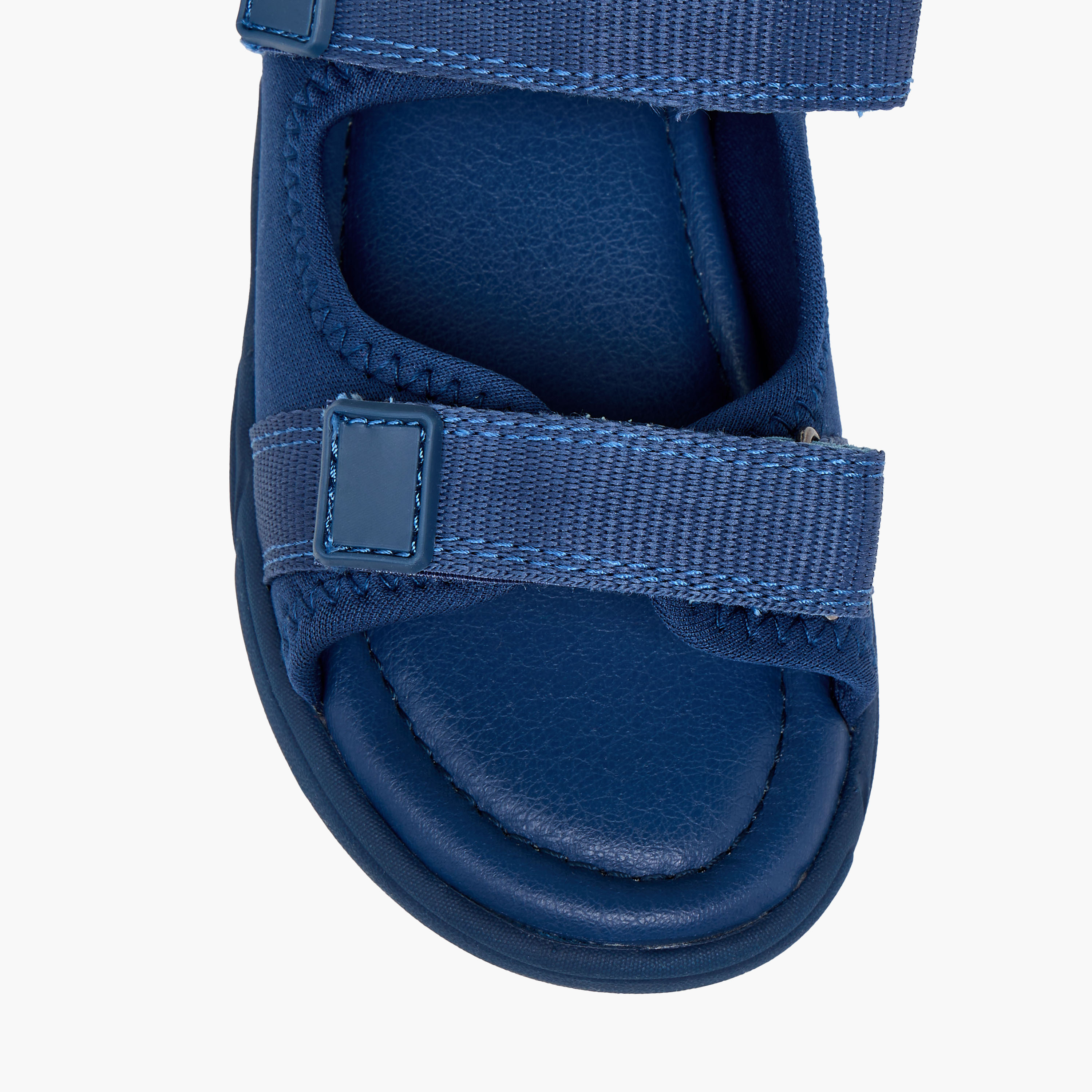 Juniors Boys Monotone Strap Sandals with Hook and Loop Closure-boys-shoes-sandals-image-3