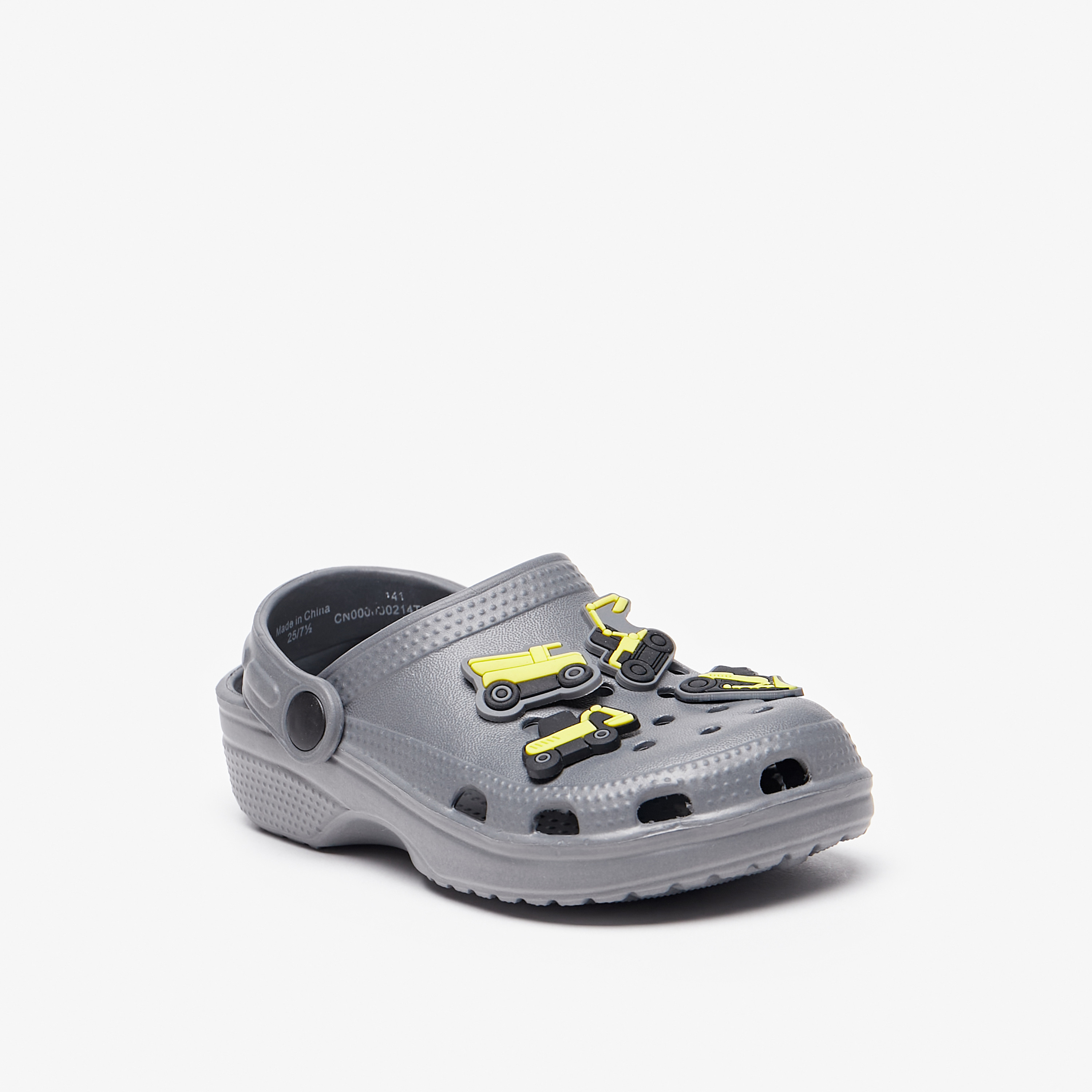 Aqua Vehicle Applique Clogs with Cutout Detail-boys-shoes-sandals-image-1
