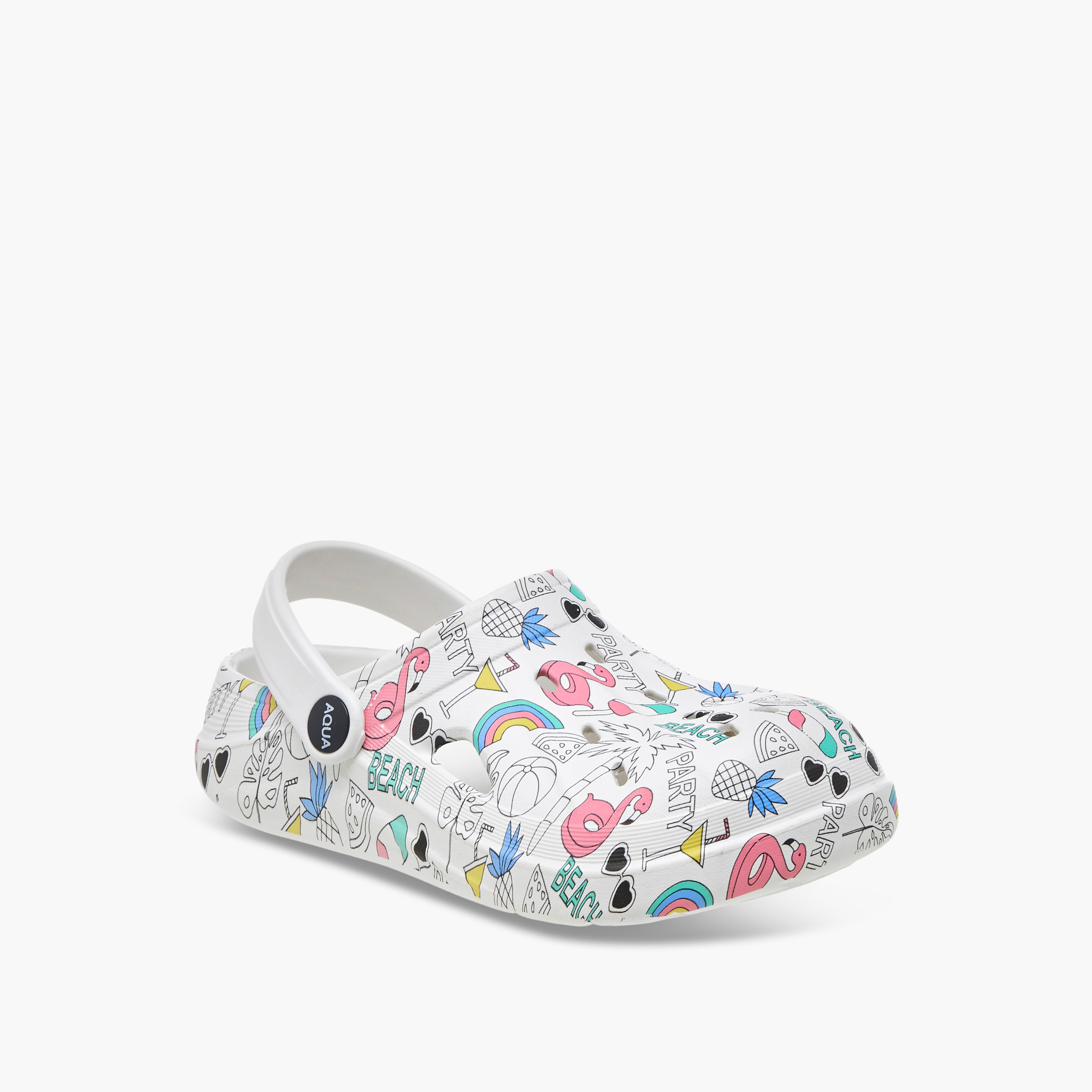 Aqua Graphic Print Clogs with Backstrap-girls-shoes-sandals-image-2