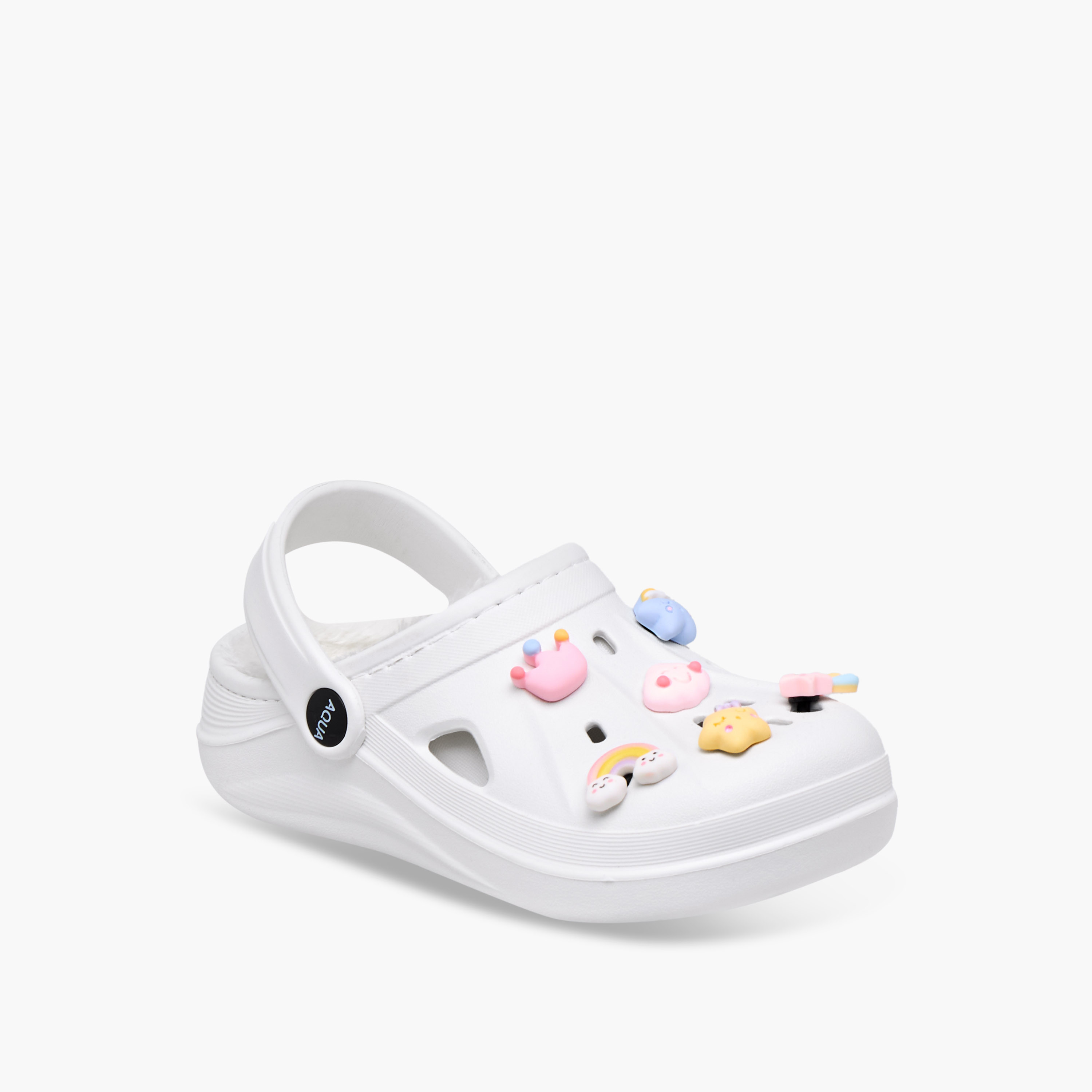 صندل كلوج بحزام خلفي وتفاصيل فرو وتزيينات جيبيتز من أكوا-girls-shoes-sandals-image-4