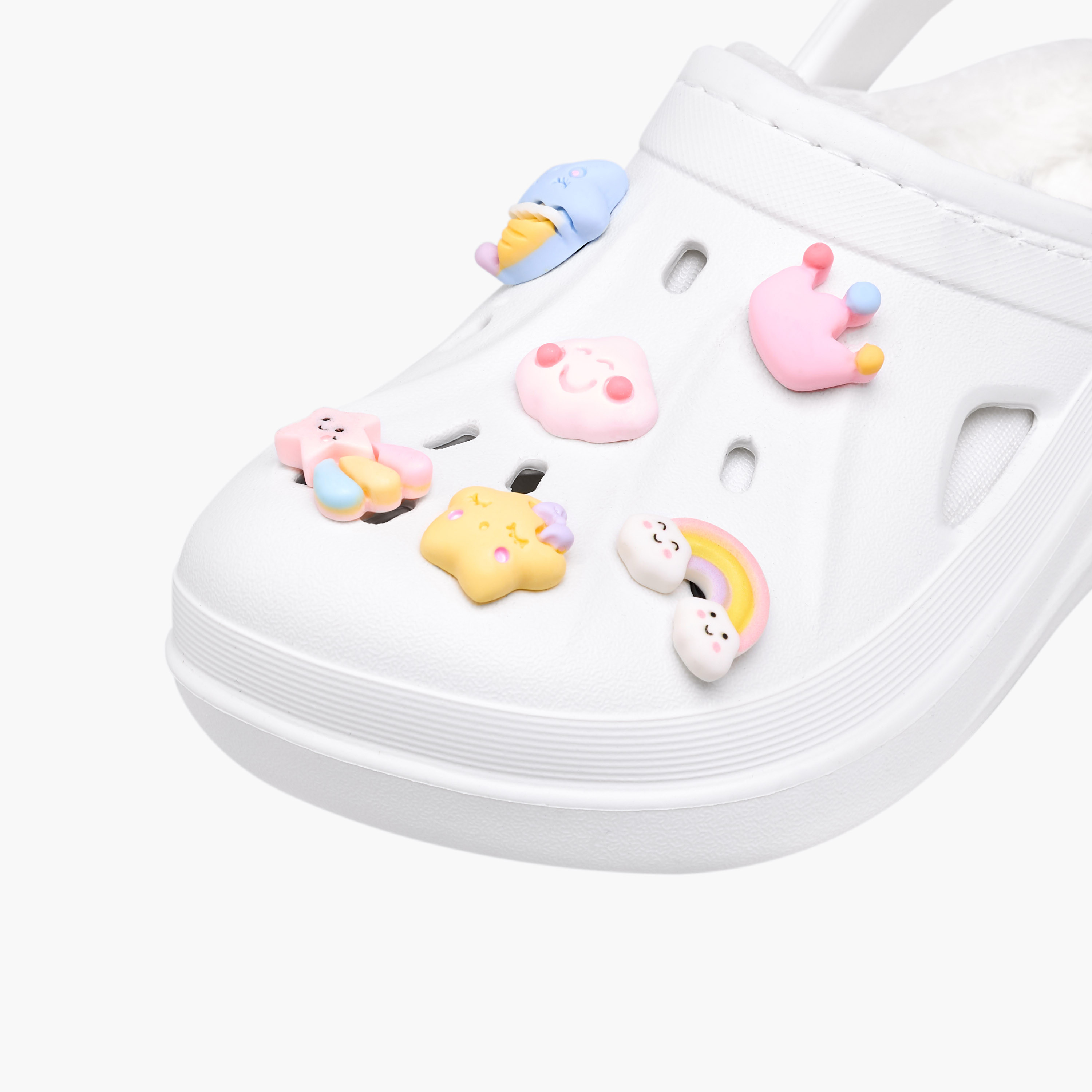صندل كلوج بحزام خلفي وتفاصيل فرو وتزيينات جيبيتز من أكوا-girls-shoes-sandals-image-2