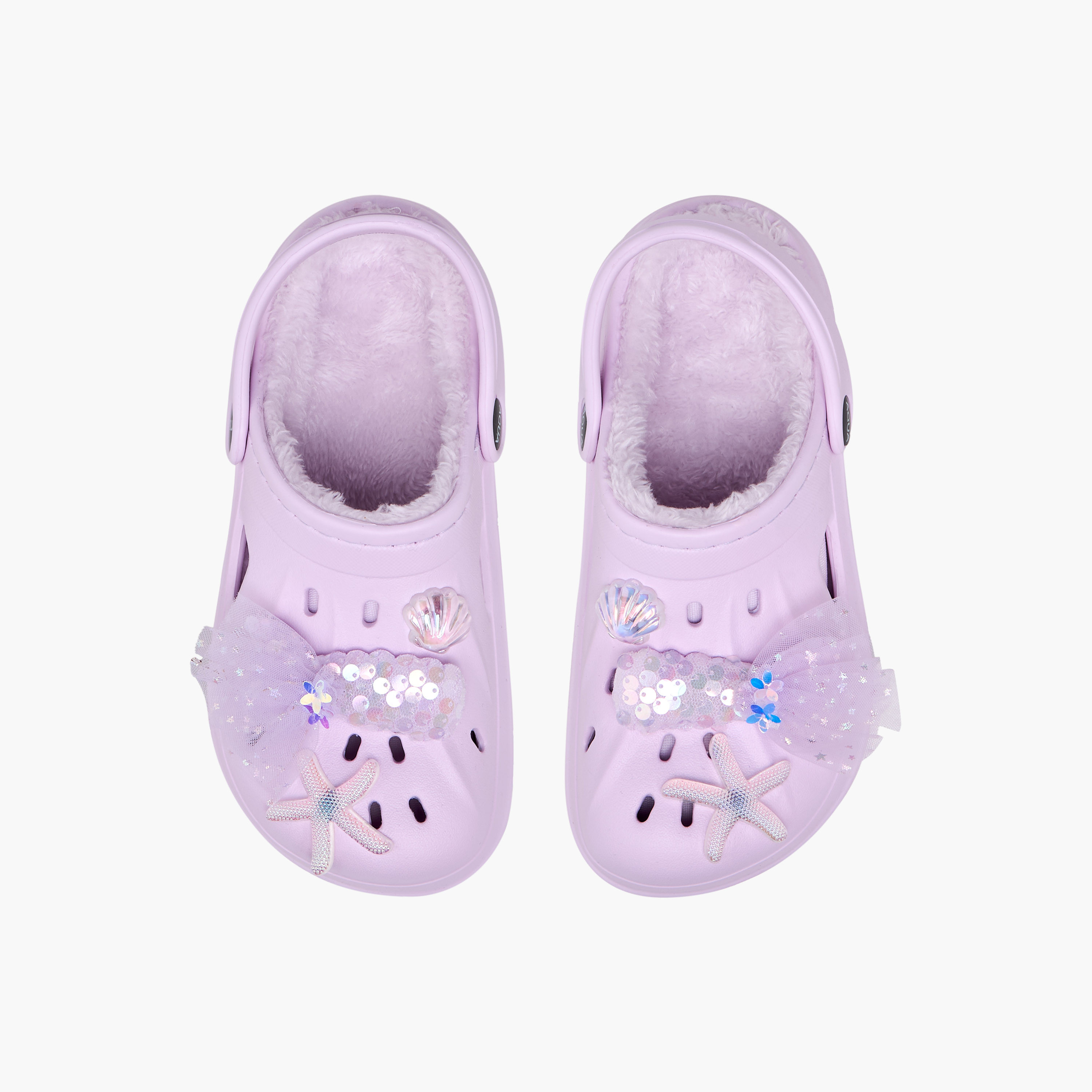 Aqua Mermaid Jibbitz Fur Detail Clogs with Backstrap-girls-shoes-sandals-image-1