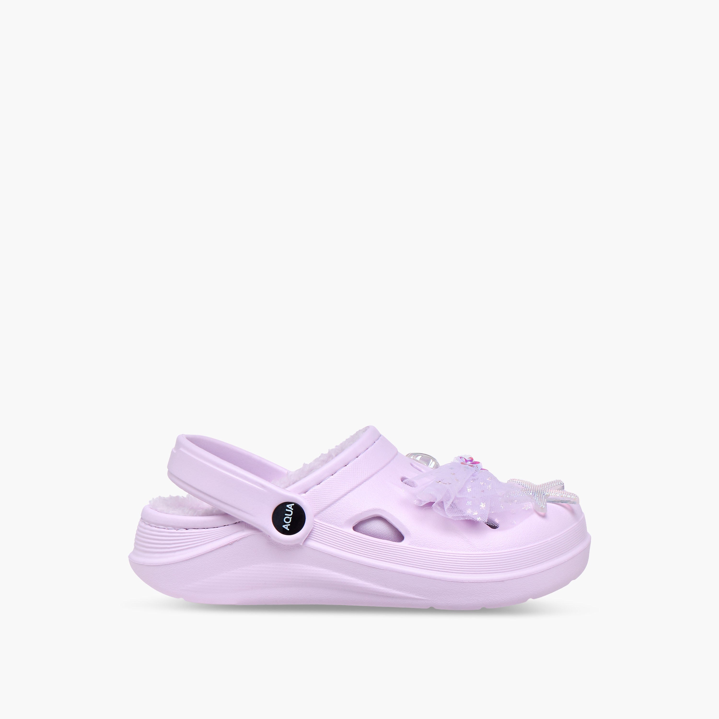 Aqua Mermaid Jibbitz Fur Detail Clogs with Backstrap-girls-shoes-sandals-image-3