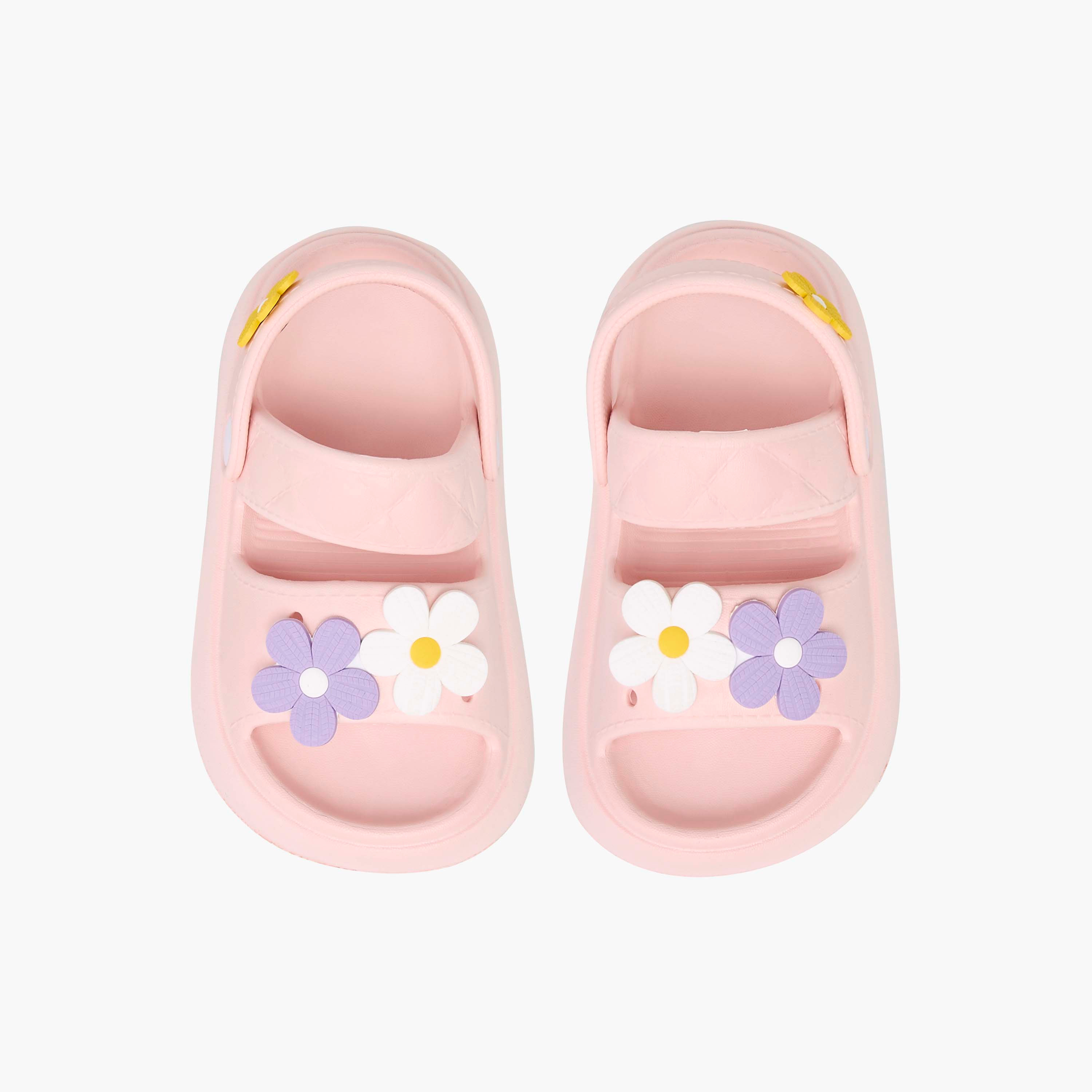 Aqua Flower Accent Sandals with Backstrap-girls-shoes-sandals-image-1