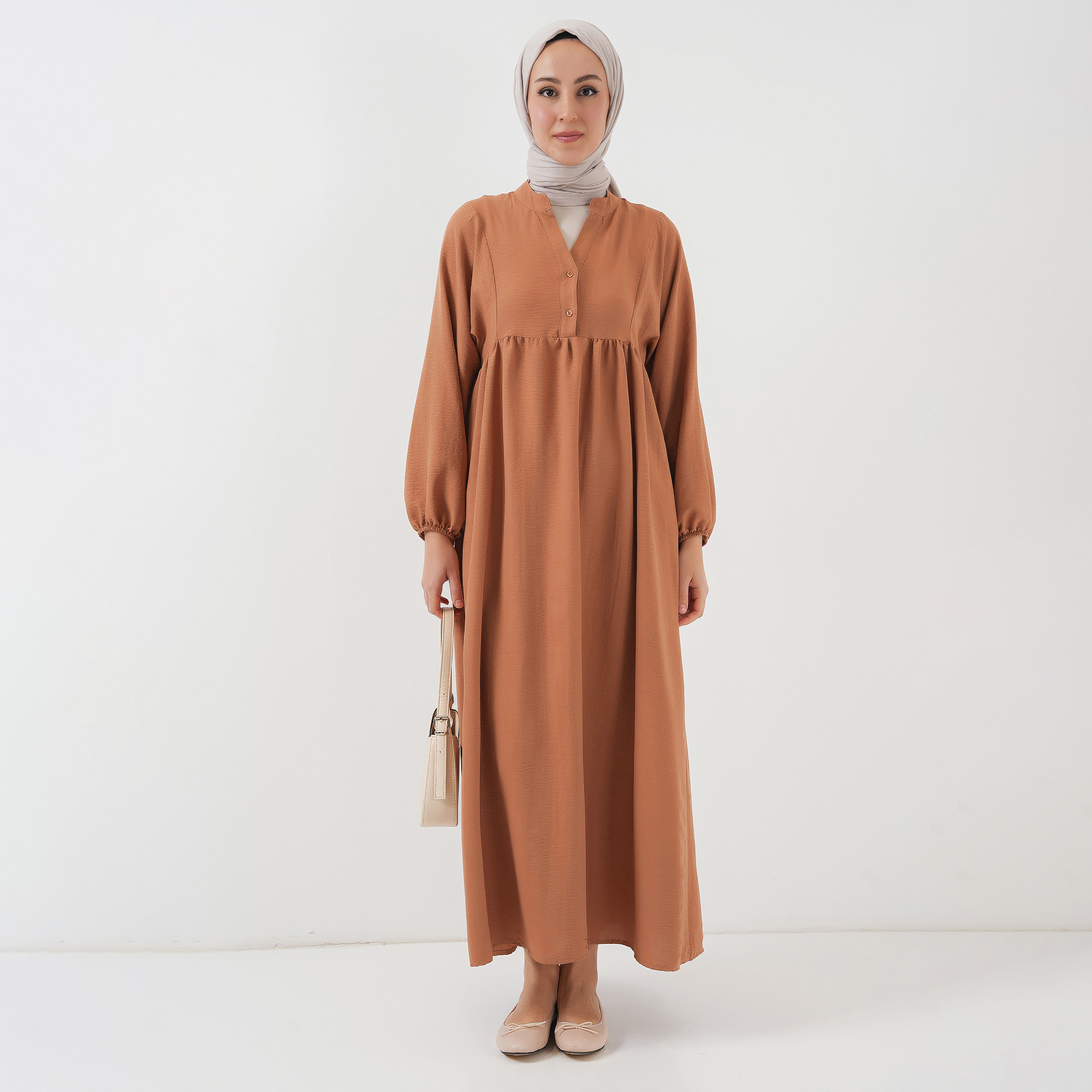 فستان ماكسي نسائي واسع بياقة ماندارين من بيجدارت-women-clothing-dresses-image-1
