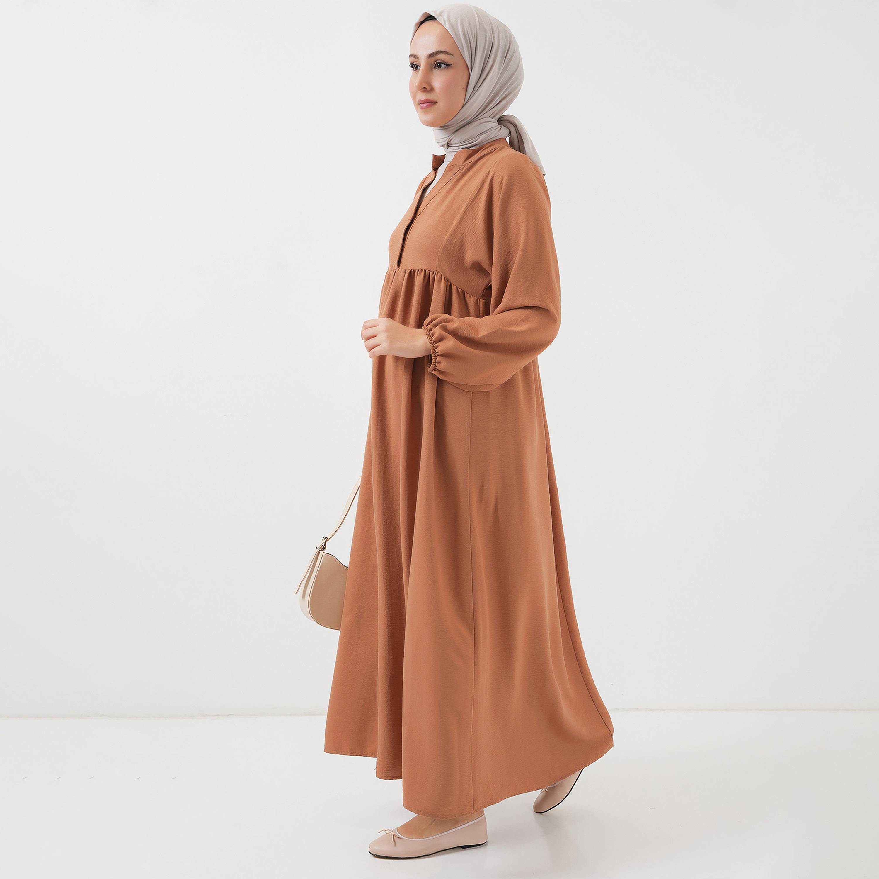 فستان ماكسي نسائي واسع بياقة ماندارين من بيجدارت-women-clothing-dresses-image-4