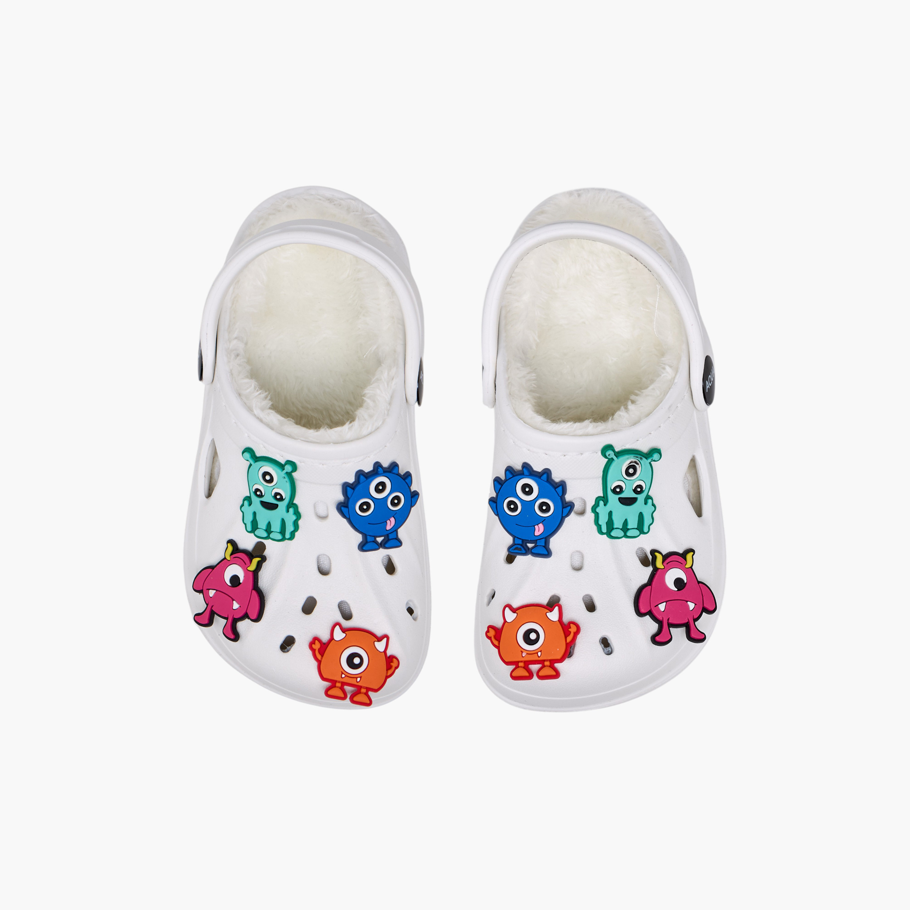 Aqua Boys Fur and Monster Jibbitz Detail Clogs-boys-shoes-sandals-image-1