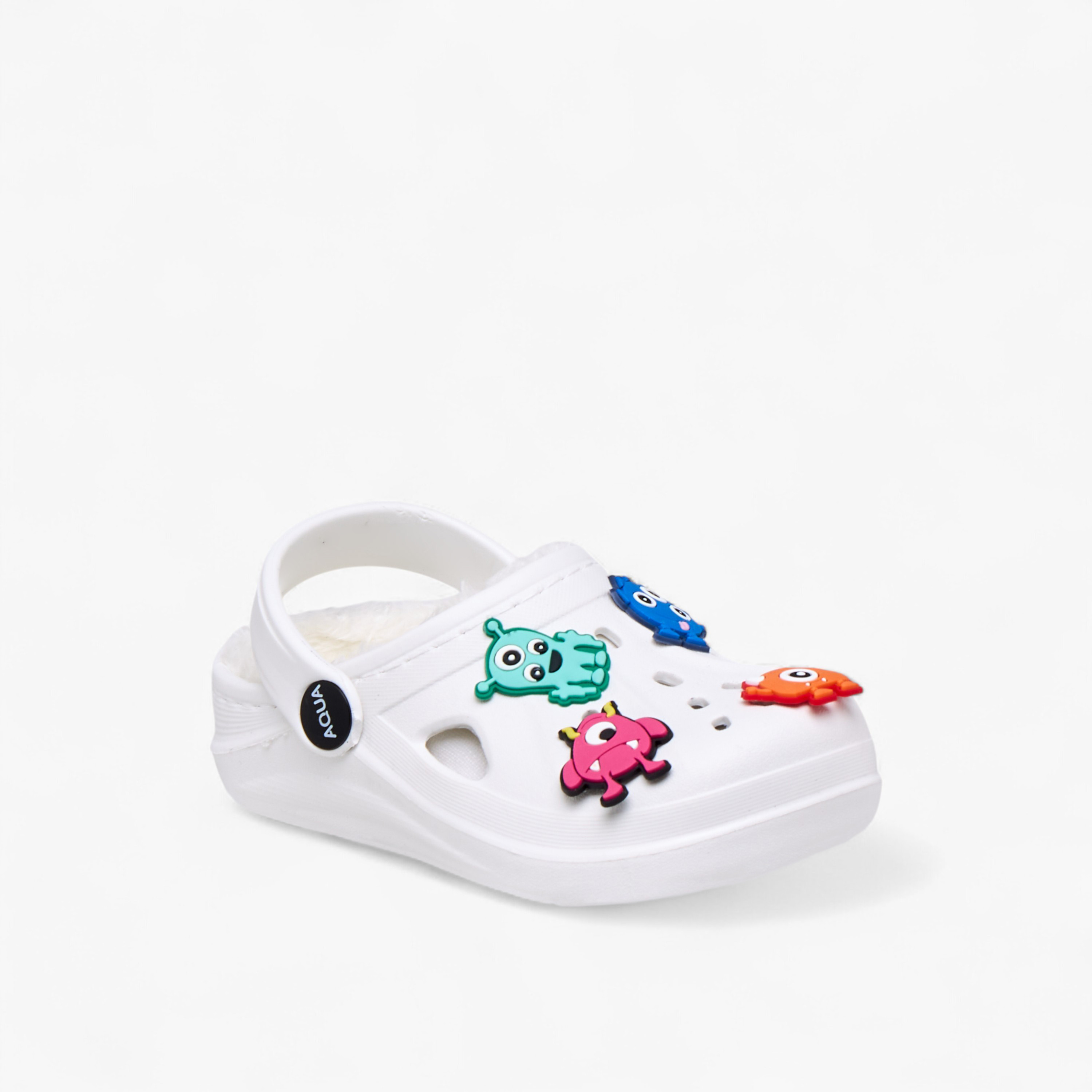 Aqua Boys Fur and Monster Jibbitz Detail Clogs-boys-shoes-sandals-image-2