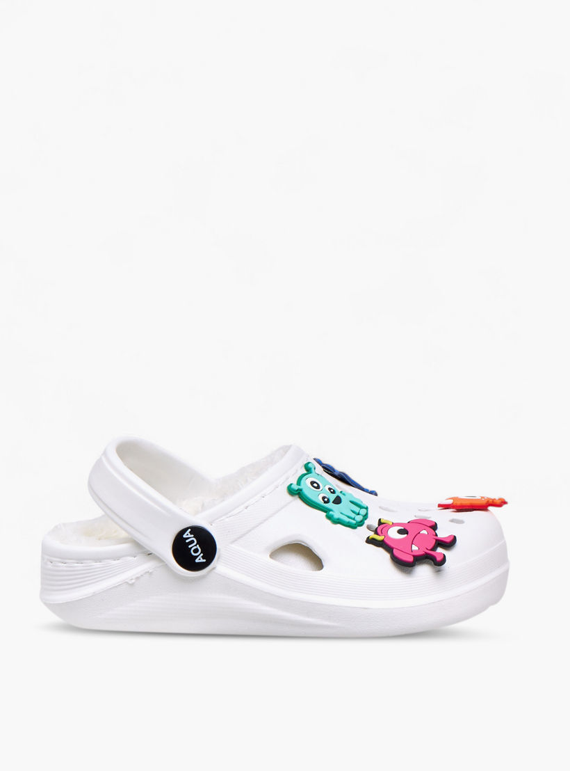 Aqua Boys Fur and Monster Jibbitz Detail Clogs-boys-shoes-sandals-image-3