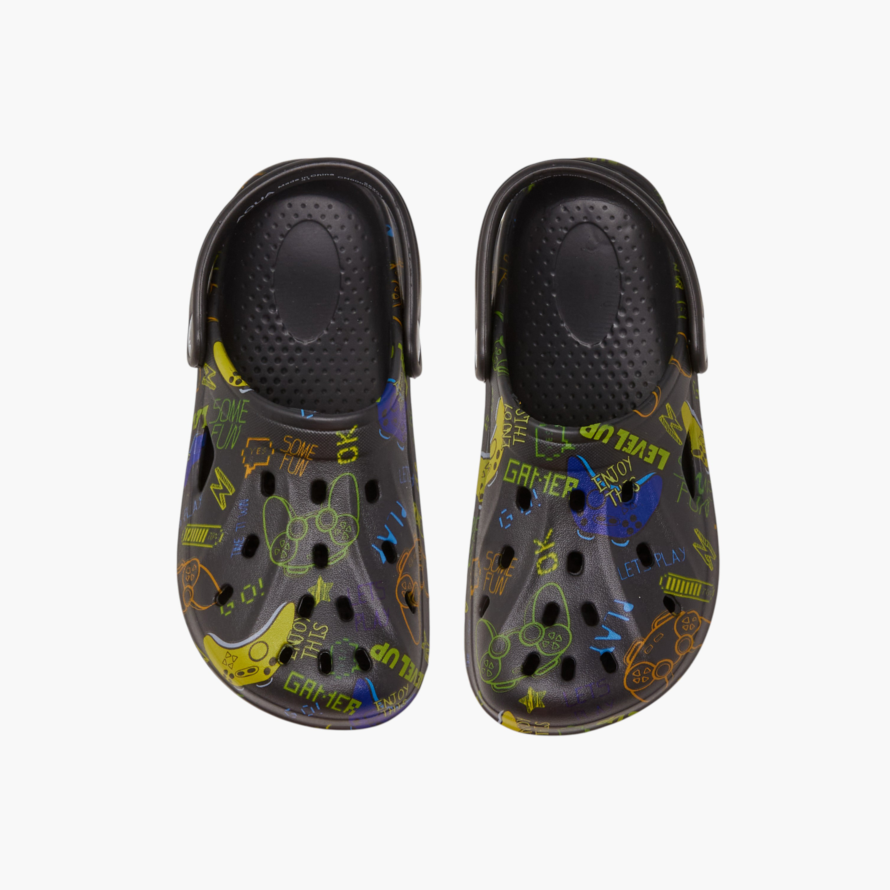 Aqua Boys Game Print Clogs-boys-shoes-sandals-image-1