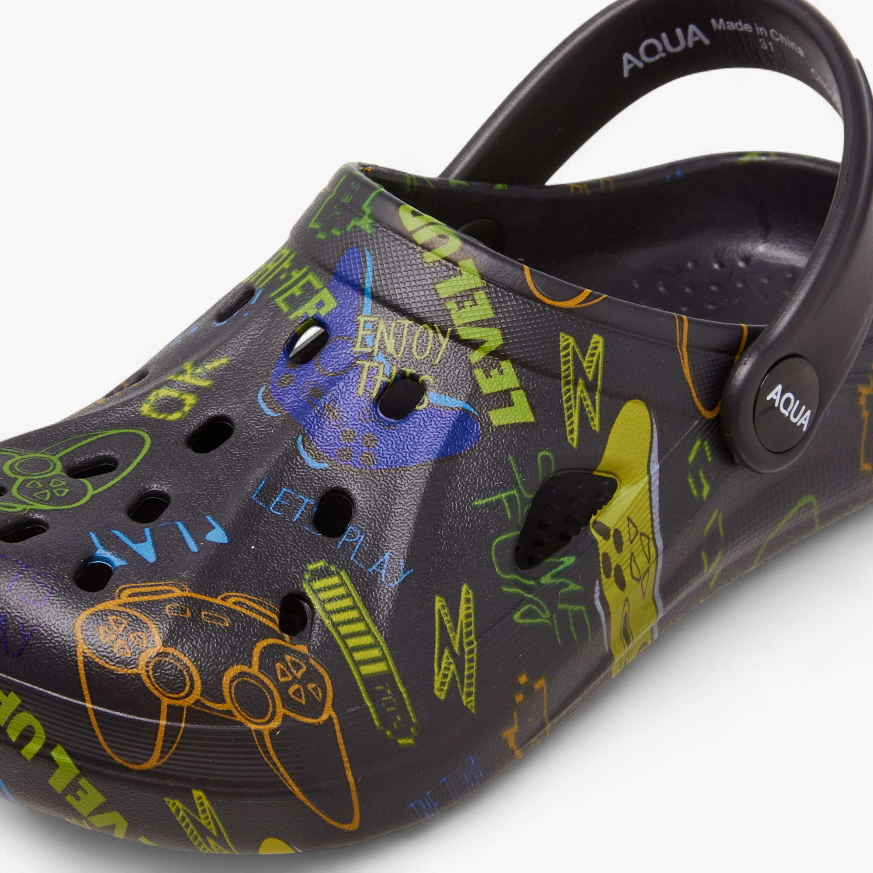 Aqua Boys Game Print Clogs-boys-shoes-sandals-image-5