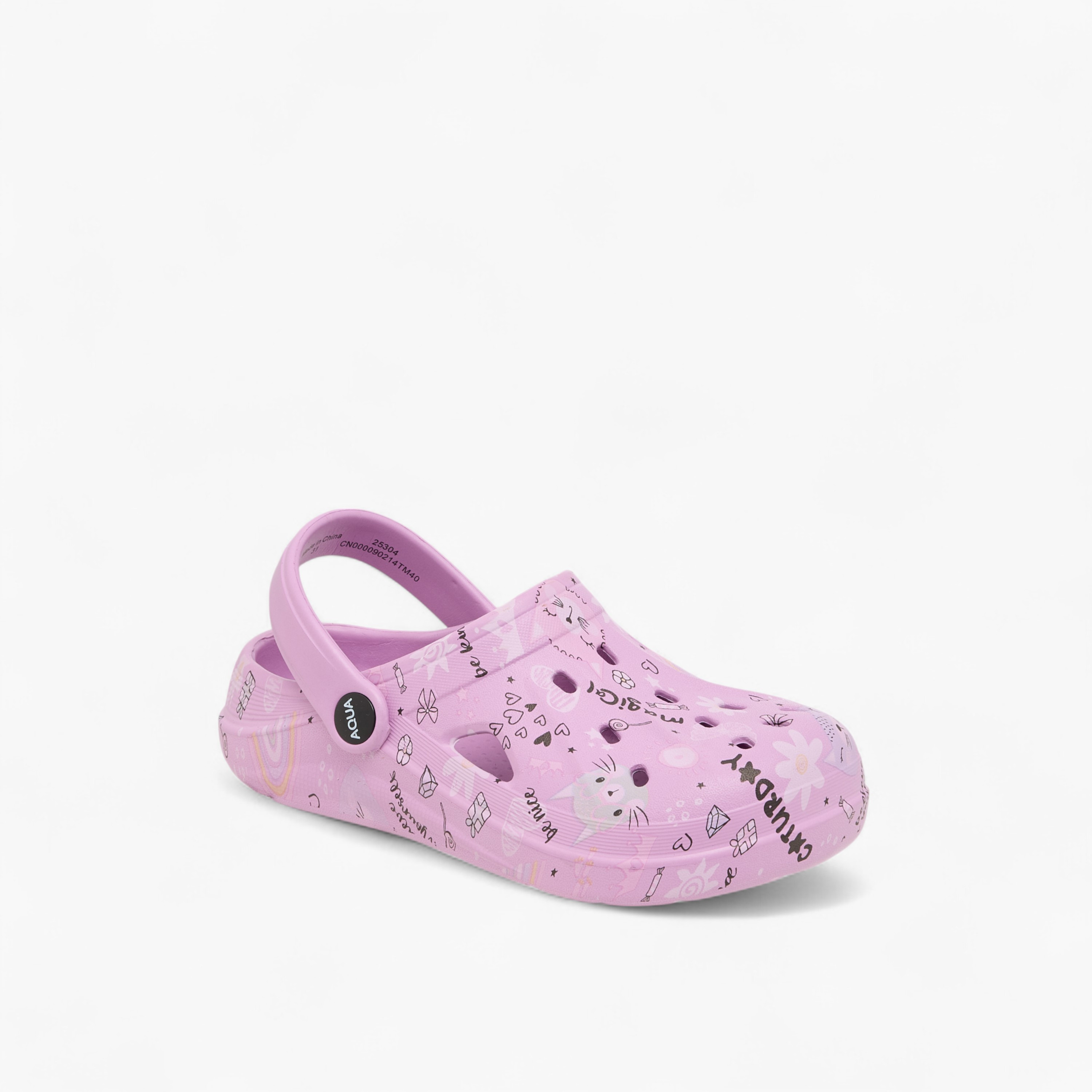 Aqua Printed Clogs with Backstrap-girls-shoes-sandals-image-2