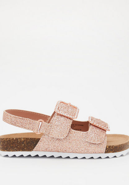 Juniors Glitter Textured Sandals with Hook and Loop Closure-Girl%27s Sandals-image-0