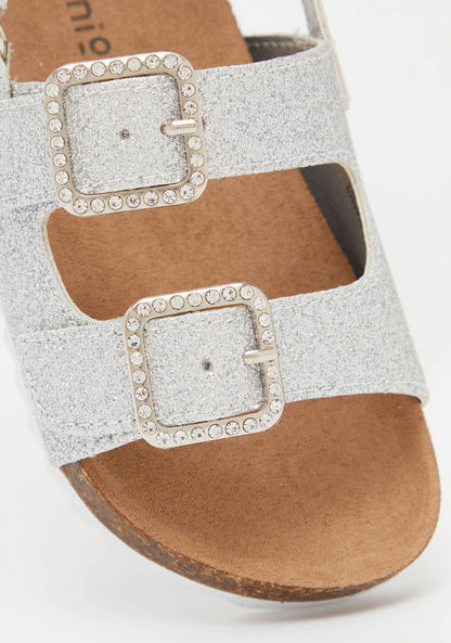 Juniors Glitter Textured Sandals with Hook and Loop Closure-Girl%27s Sandals-image-3