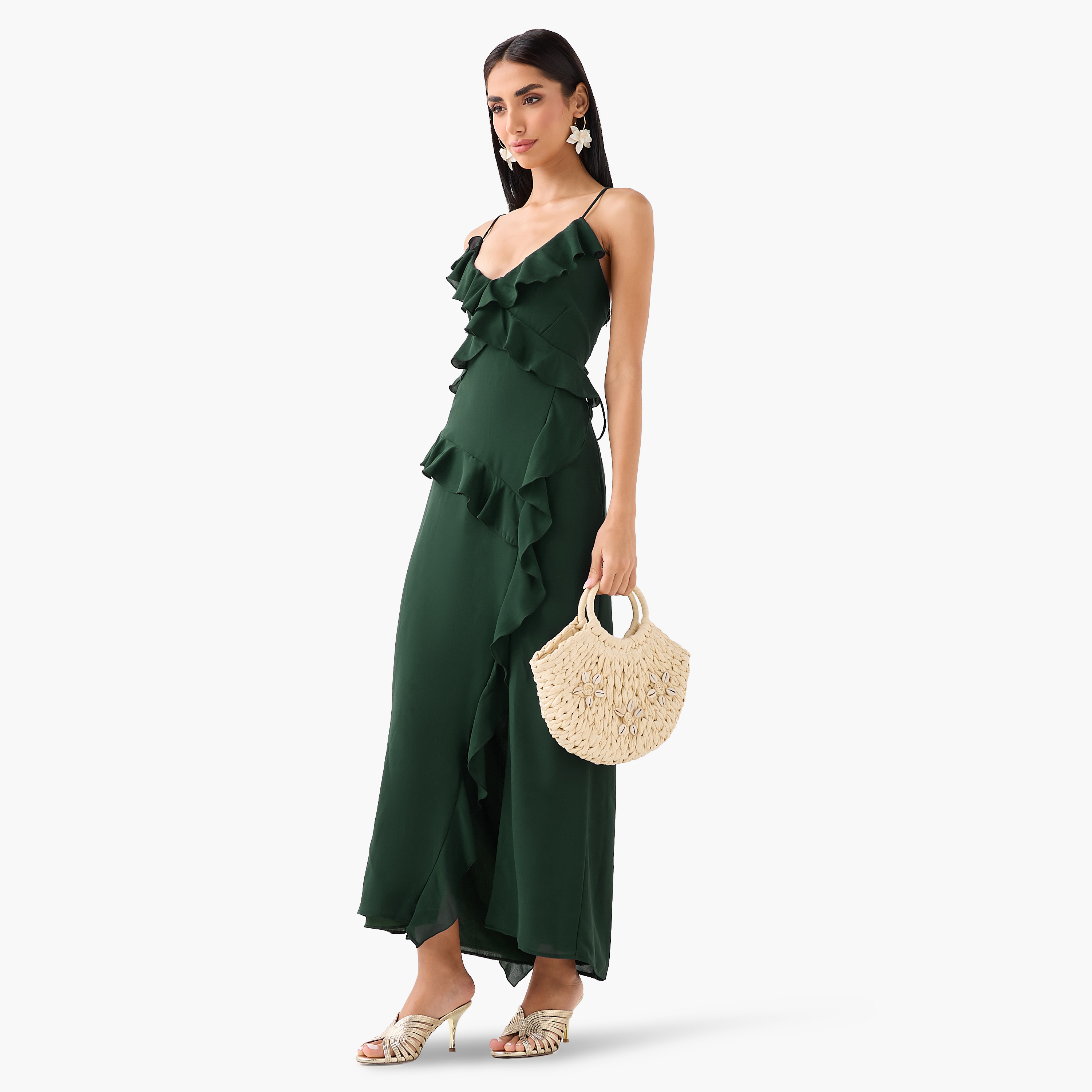 Golden Apple Ruffled Shoulder Straps Women's Maxi Dress-women-clothing-dresses-image-9