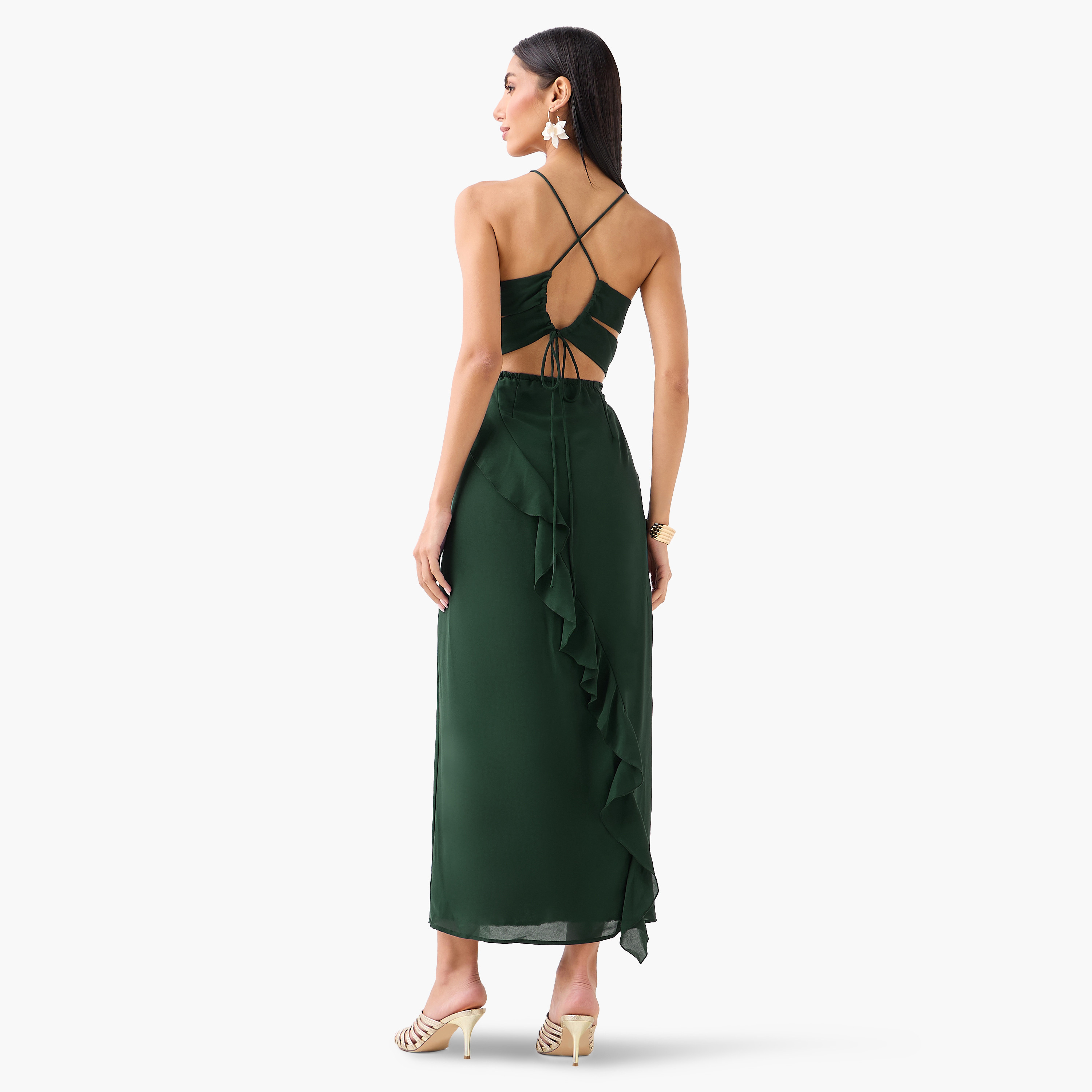 Golden Apple Ruffled Shoulder Straps Women's Maxi Dress-women-clothing-dresses-image-10
