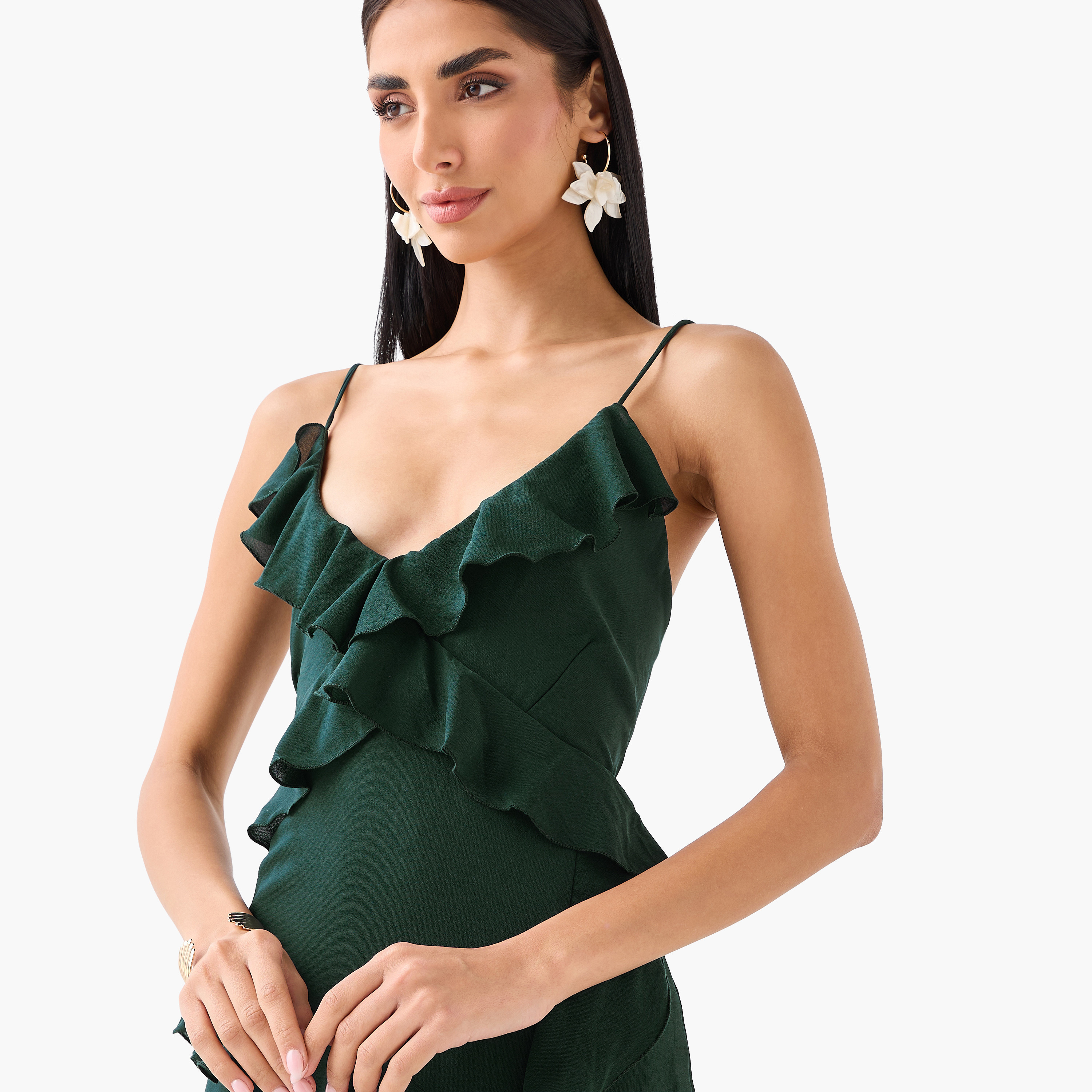 Golden Apple Ruffled Shoulder Straps Women's Maxi Dress-women-clothing-dresses-image-11