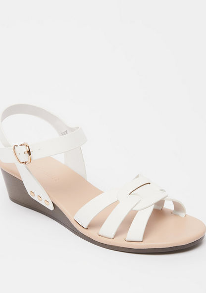 Le Confort Open Toe Strap Sandals with Buckle Closure and Wedge Heel