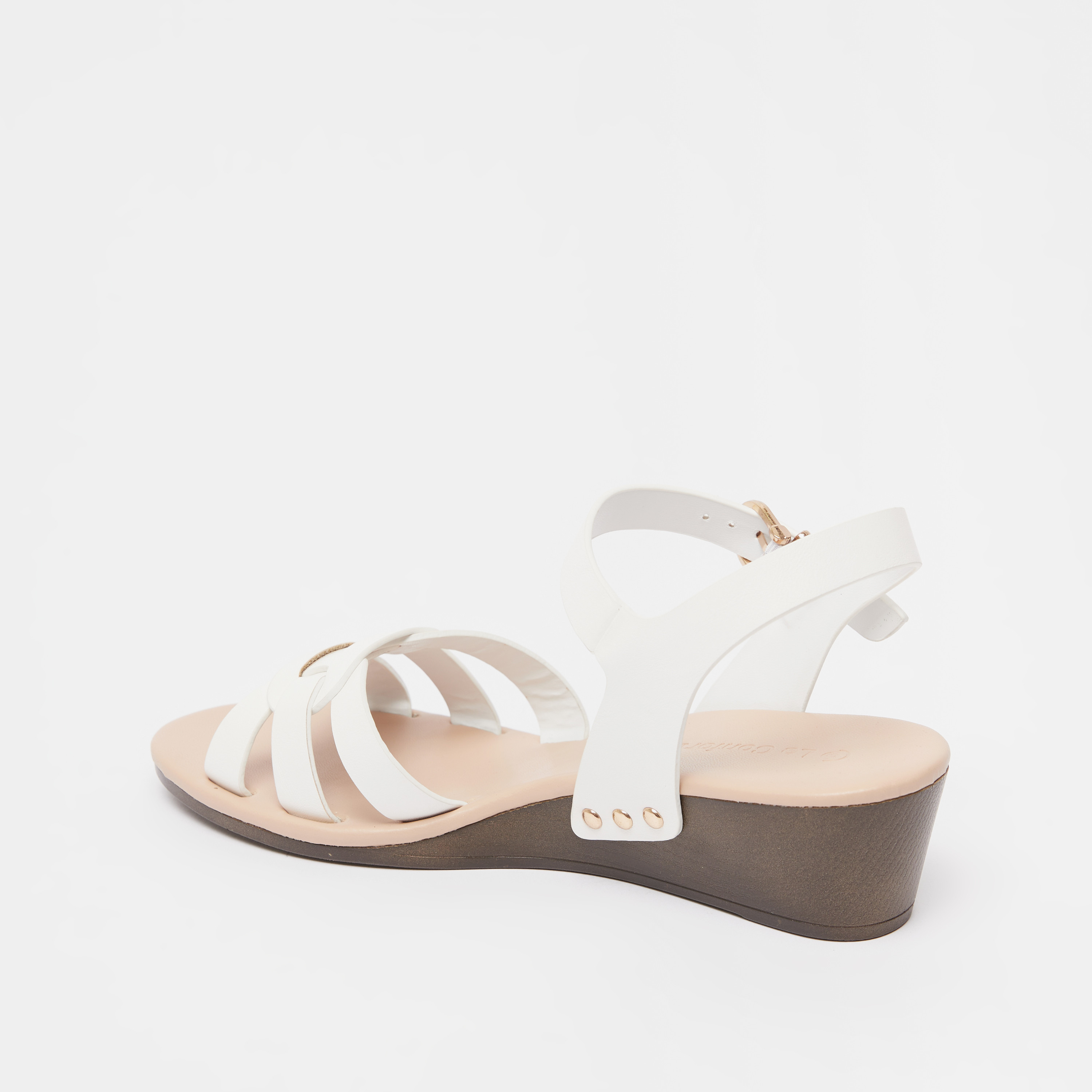 Le Confort Open Toe Strap Sandals with Buckle Closure and Wedge Heel-women-shoes-heels-image-3