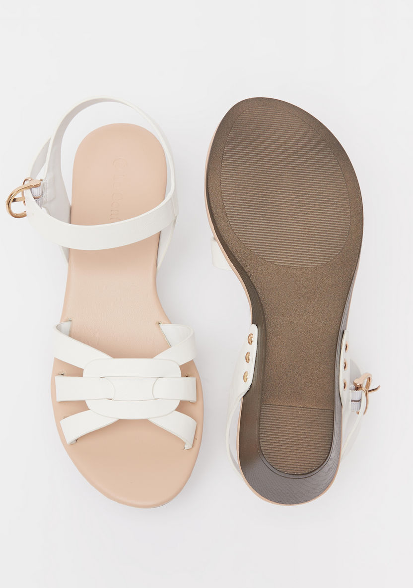 Le Confort Open Toe Strap Sandals with Buckle Closure and Wedge Heel-Women%27s Heel Sandals-image-4