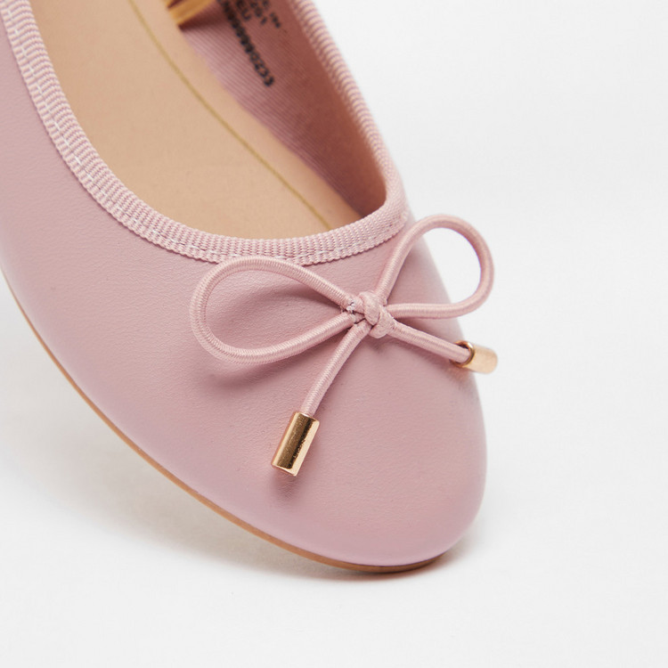 Little Missy Round Toe Ballerinas with Bow Accent