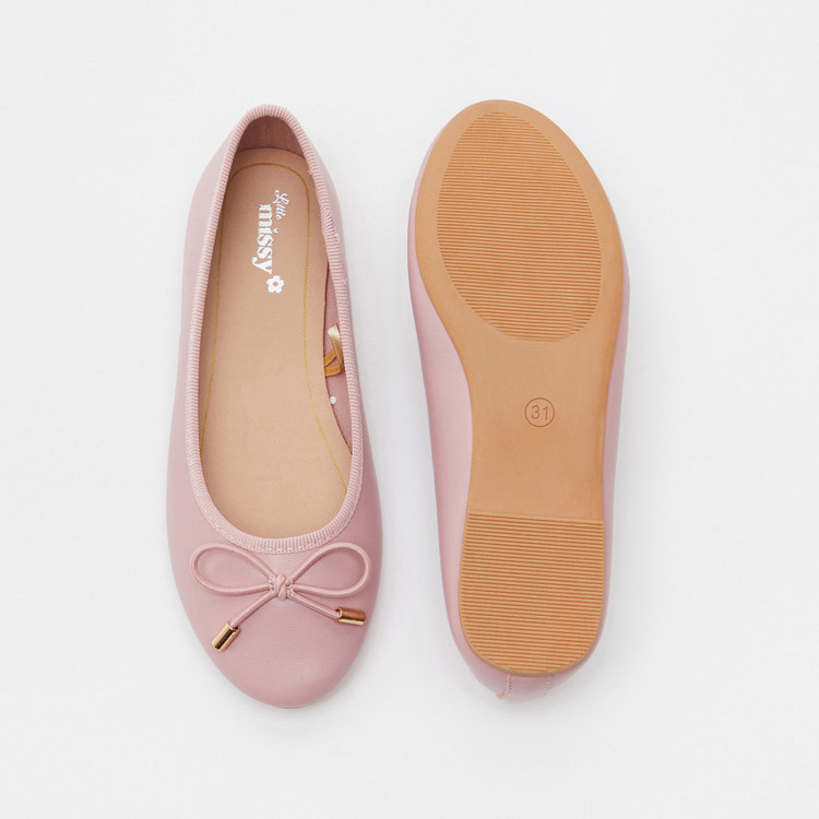 Little Missy Round Toe Ballerinas with Bow Accent