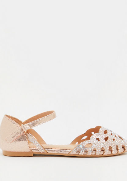 Little Missy Embellished D'Orsay Shoes with Buckle Closure-Girl%27s Sandals-image-0