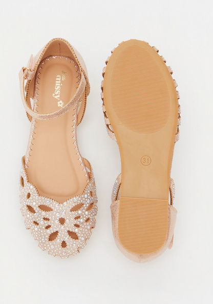 Little Missy Embellished D'Orsay Shoes with Buckle Closure-Girl%27s Sandals-image-4