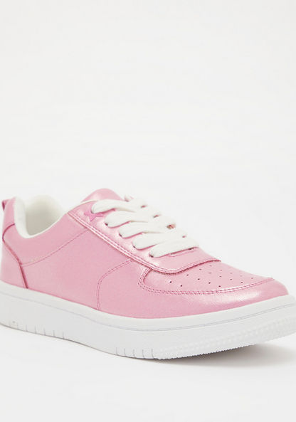 Little Missy Solid Sneakers with Lace-Up Closure