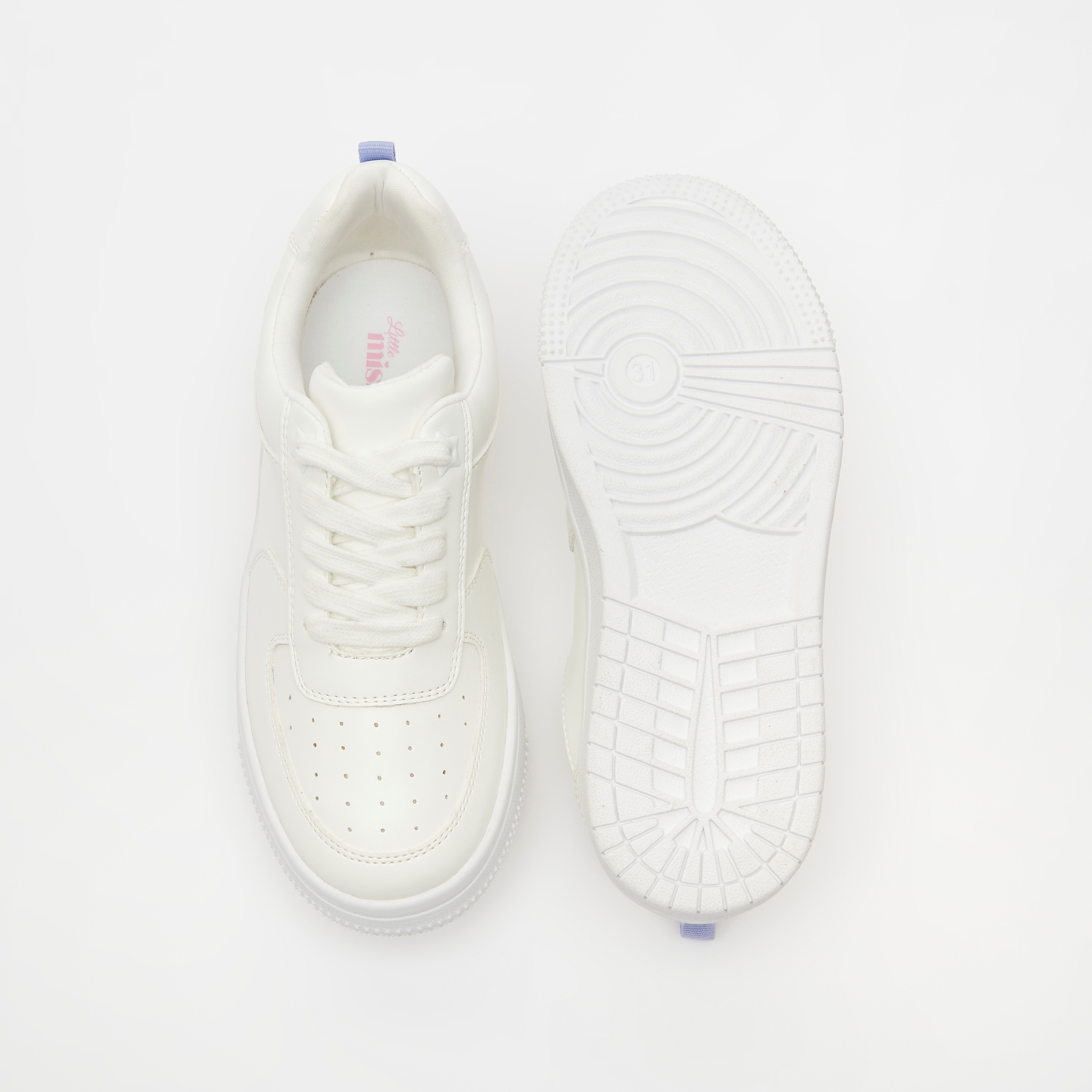 Little Missy Solid Sneakers with Lace-Up Closure-girls-shoes-sneakers-image-5