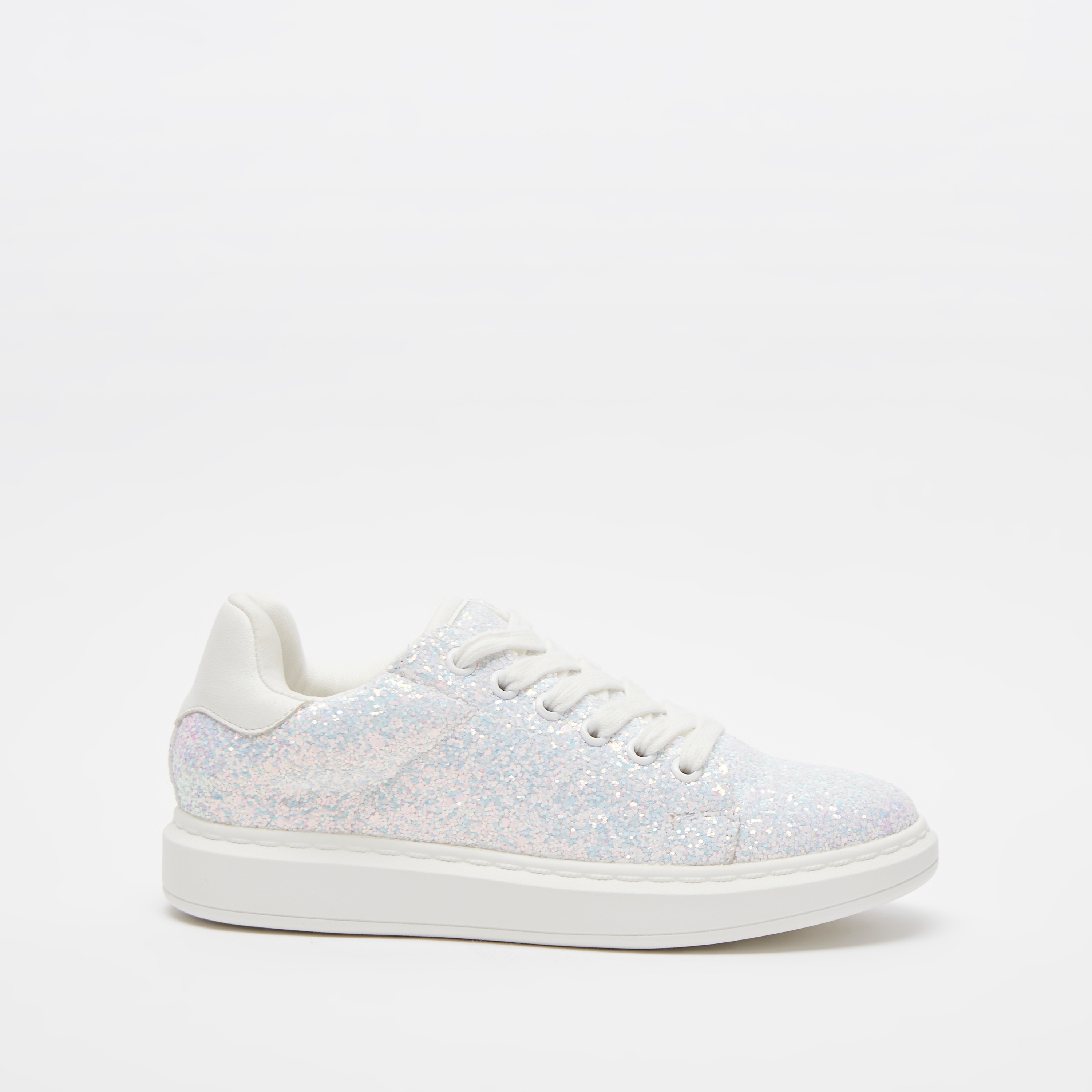 حذاء سنيكرز بتفاصيل جليتر ورباط إغلاق للبنات من ليتل ميسي-girls-shoes-sneakers-image-1