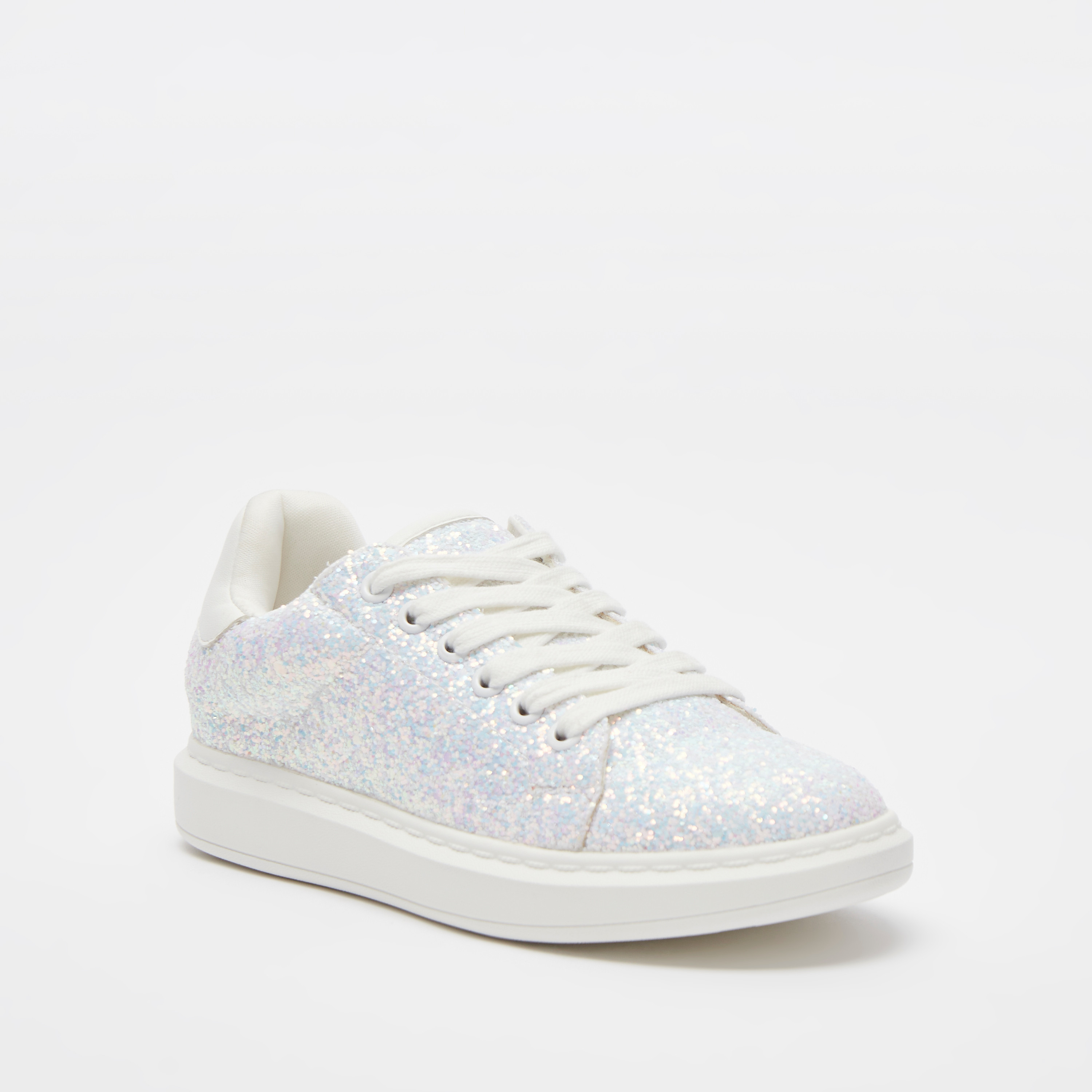 حذاء سنيكرز بتفاصيل جليتر ورباط إغلاق للبنات من ليتل ميسي-girls-shoes-sneakers-image-2