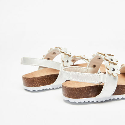 Flower Detail Cork Sandals with Hook and Loop Closure-Baby Girl%27s Sandals-image-2